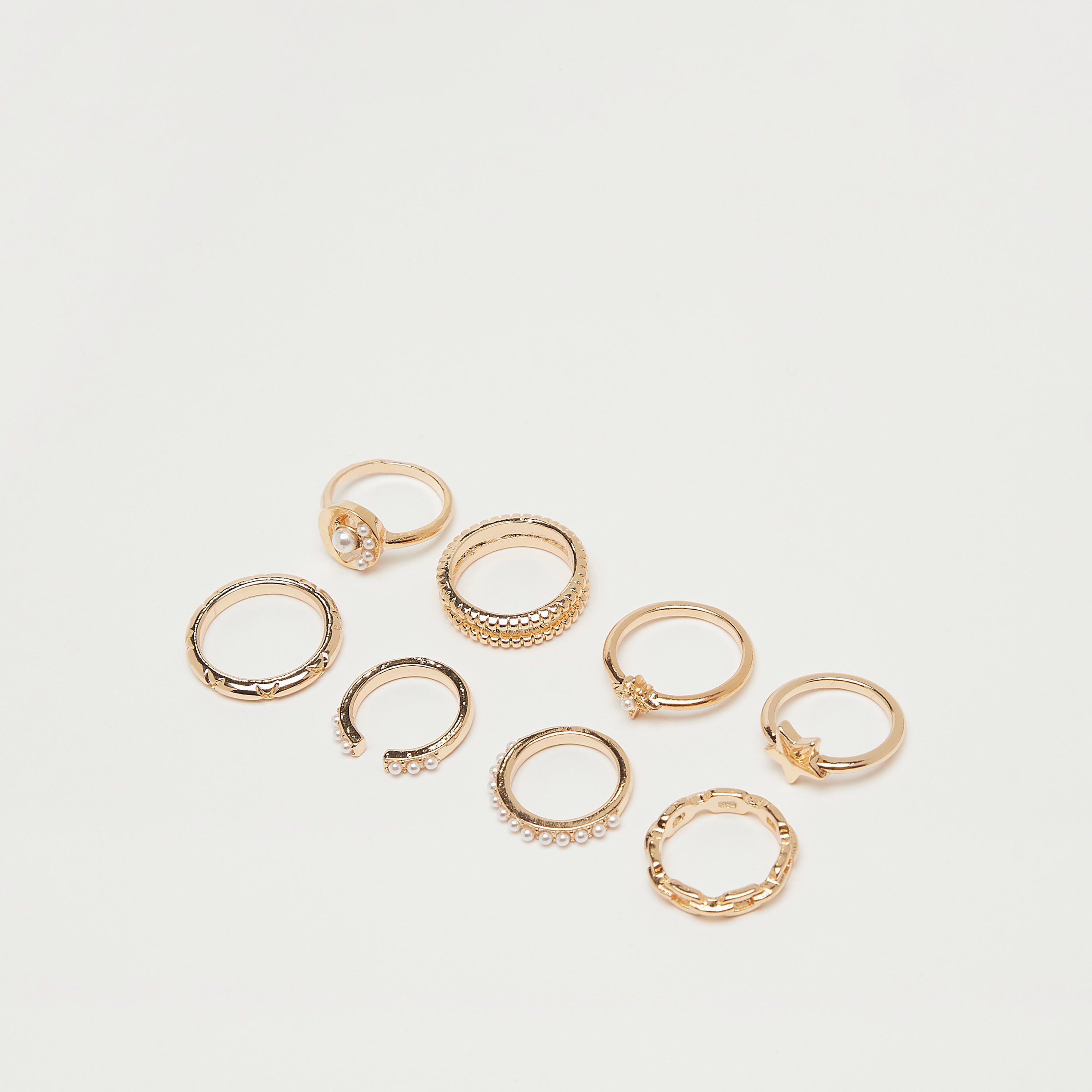 طقم خواتم بارزة الملمس 8 قطع من جلوو-women-watchesandjewellery-jewellery-rings-image-1