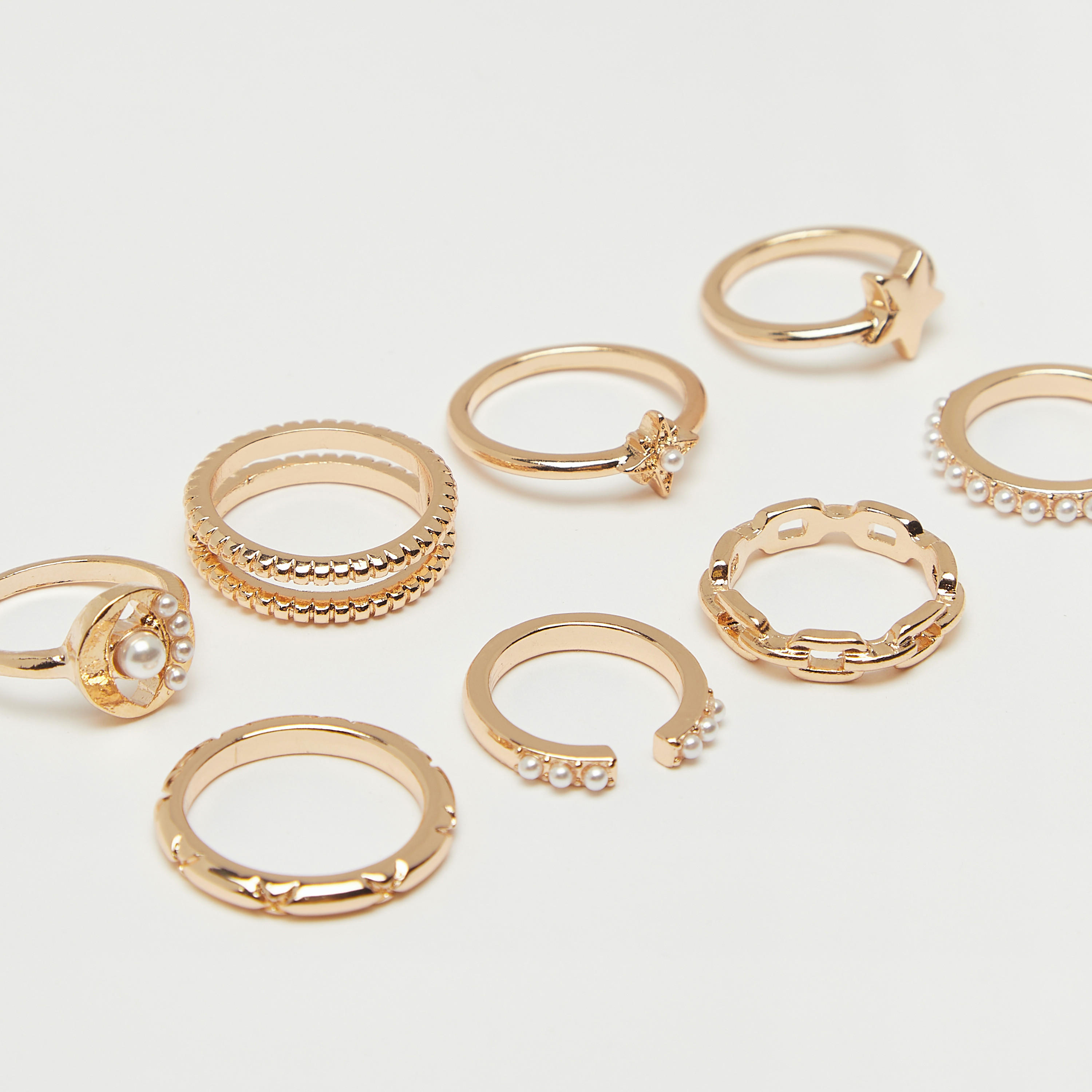 طقم خواتم بارزة الملمس 8 قطع من جلوو-women-watchesandjewellery-jewellery-rings-image-2