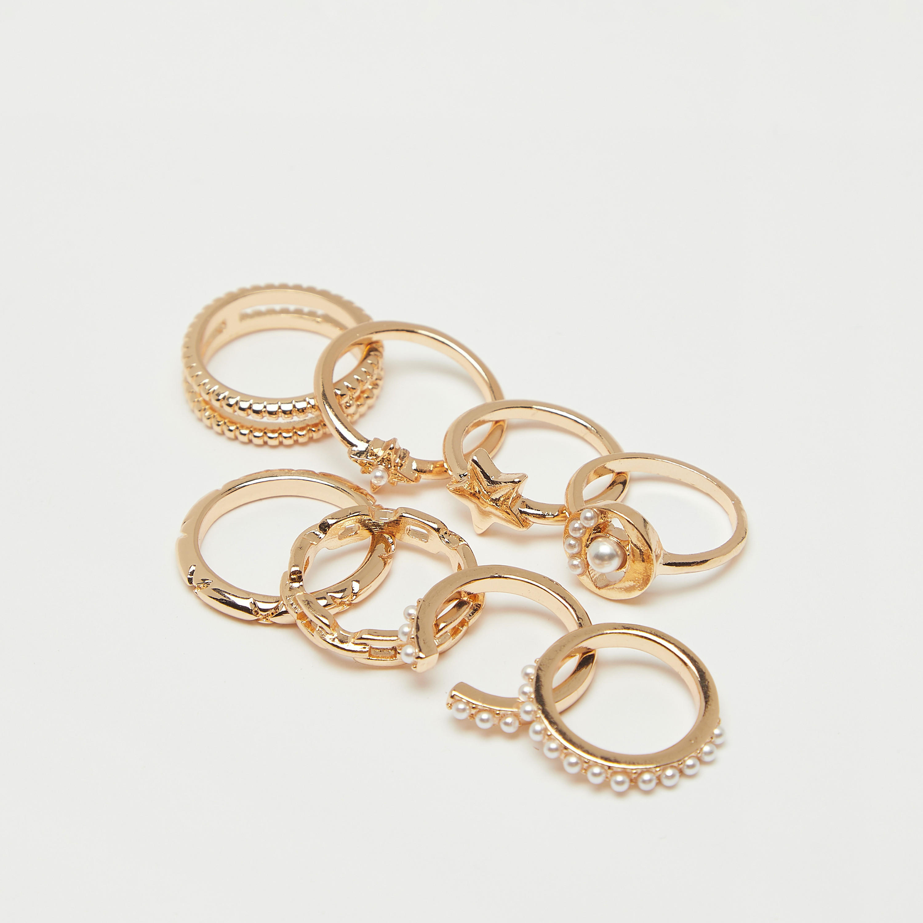 طقم خواتم بارزة الملمس 8 قطع من جلوو-women-watchesandjewellery-jewellery-rings-image-3