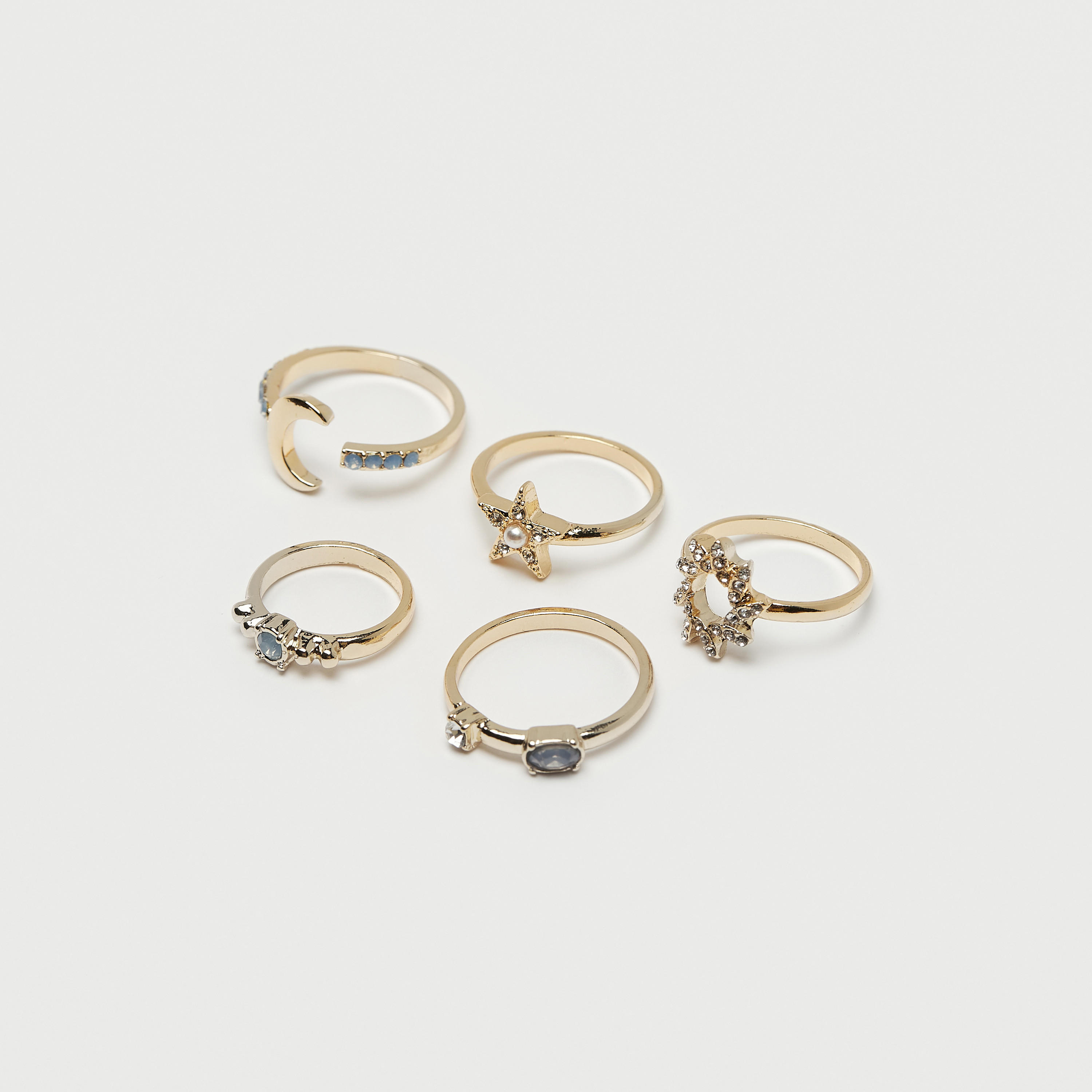طقم خواتم بارزة الملمس 5 قطع من جلوو-women-watchesandjewellery-jewellery-rings-image-1