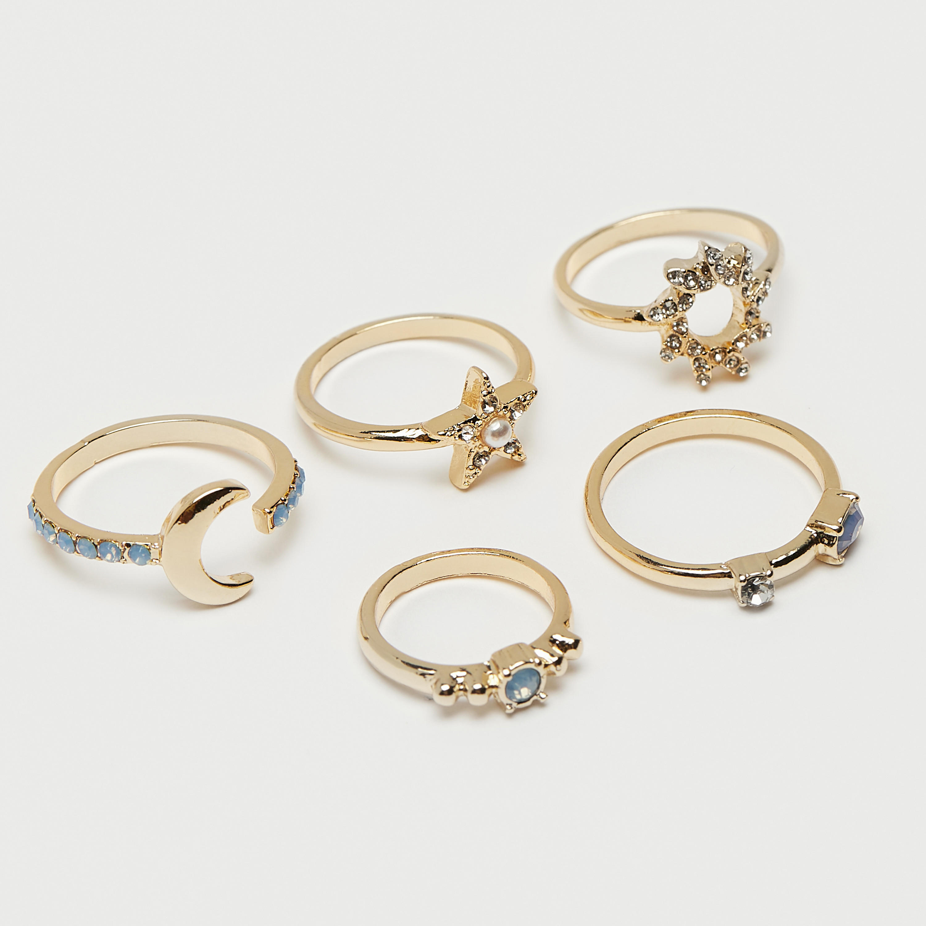 طقم خواتم بارزة الملمس 5 قطع من جلوو-women-watchesandjewellery-jewellery-rings-image-2