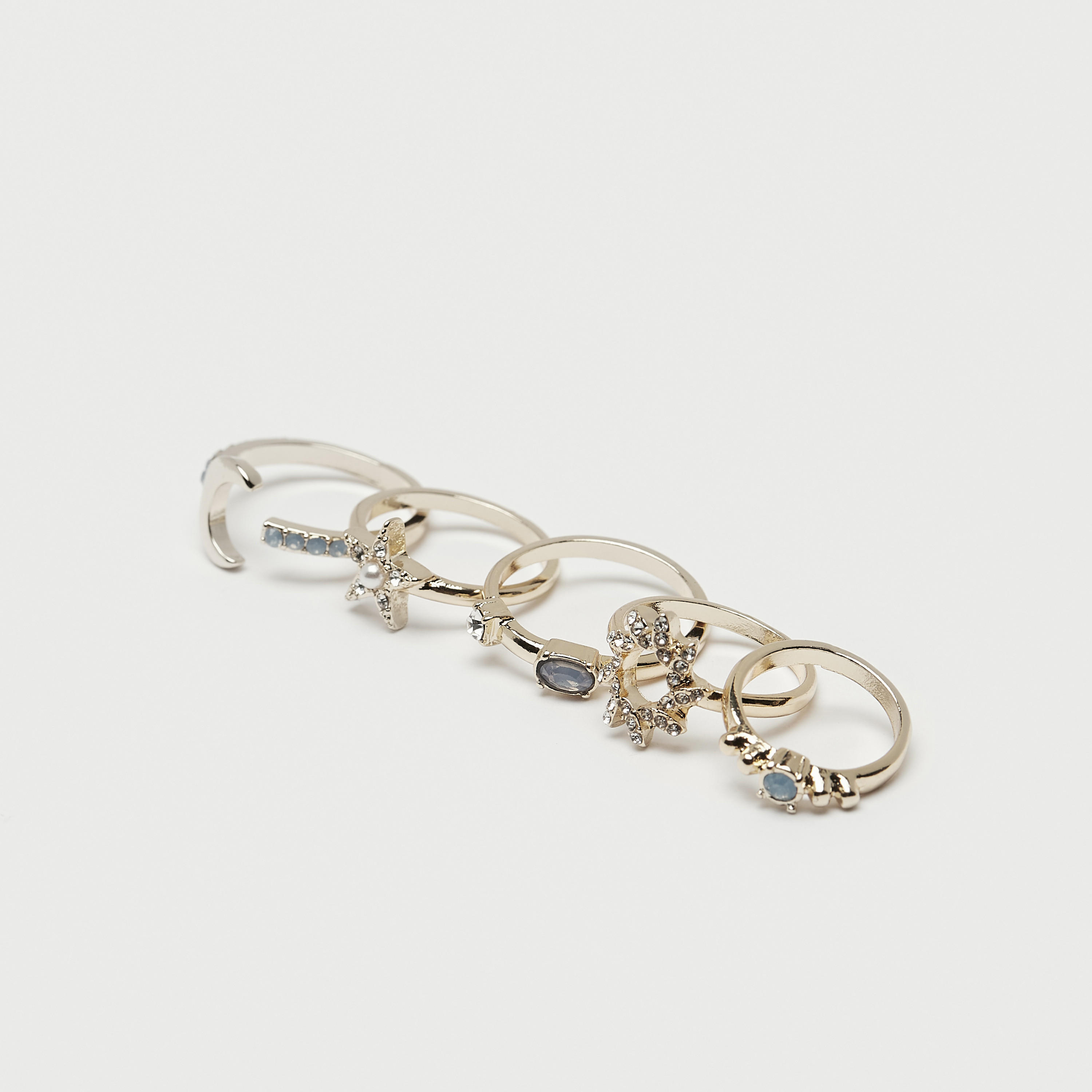 طقم خواتم بارزة الملمس 5 قطع من جلوو-women-watchesandjewellery-jewellery-rings-image-3