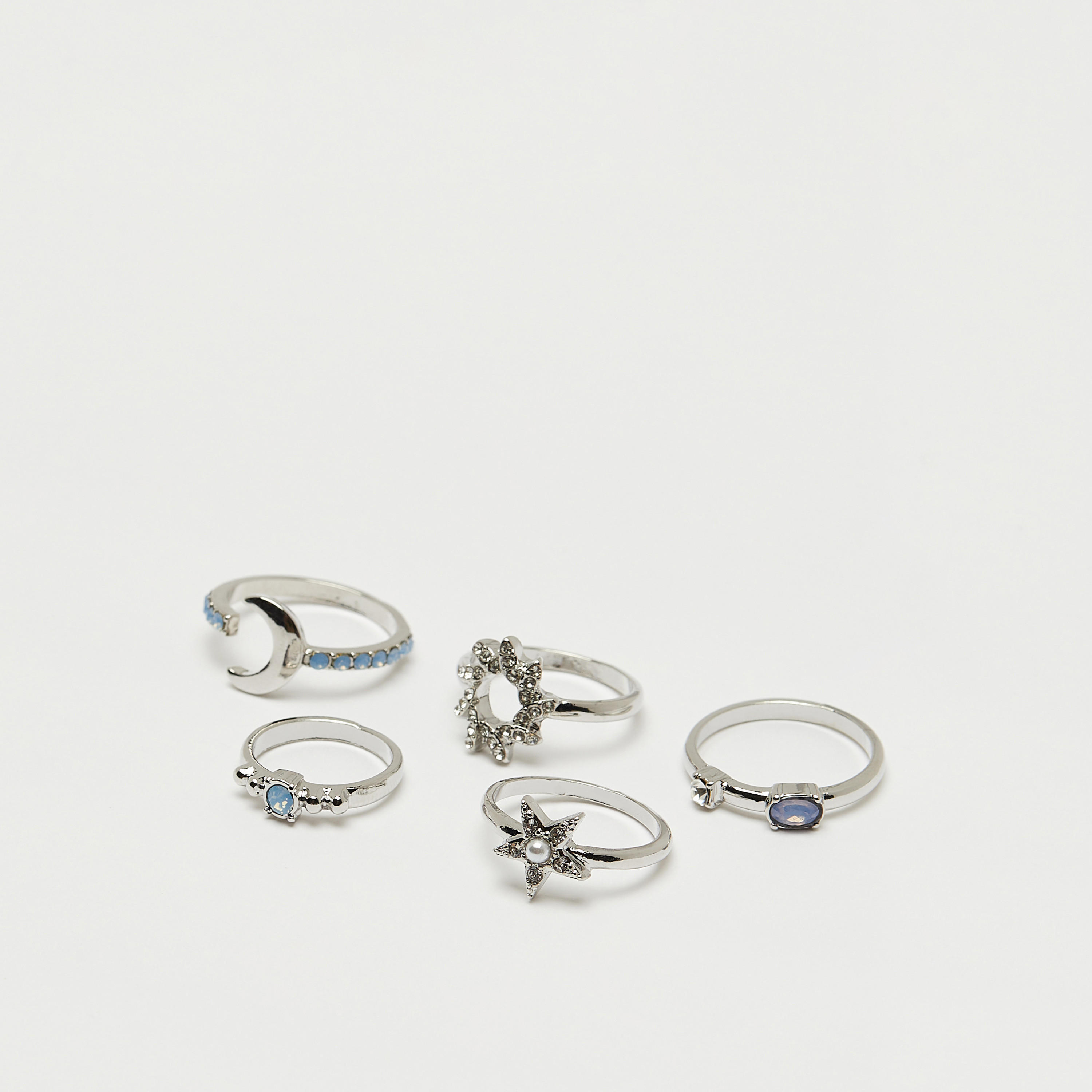طقم خواتم بارزة الملمس 5 قطع من جلوو-women-watchesandjewellery-jewellery-rings-image-1