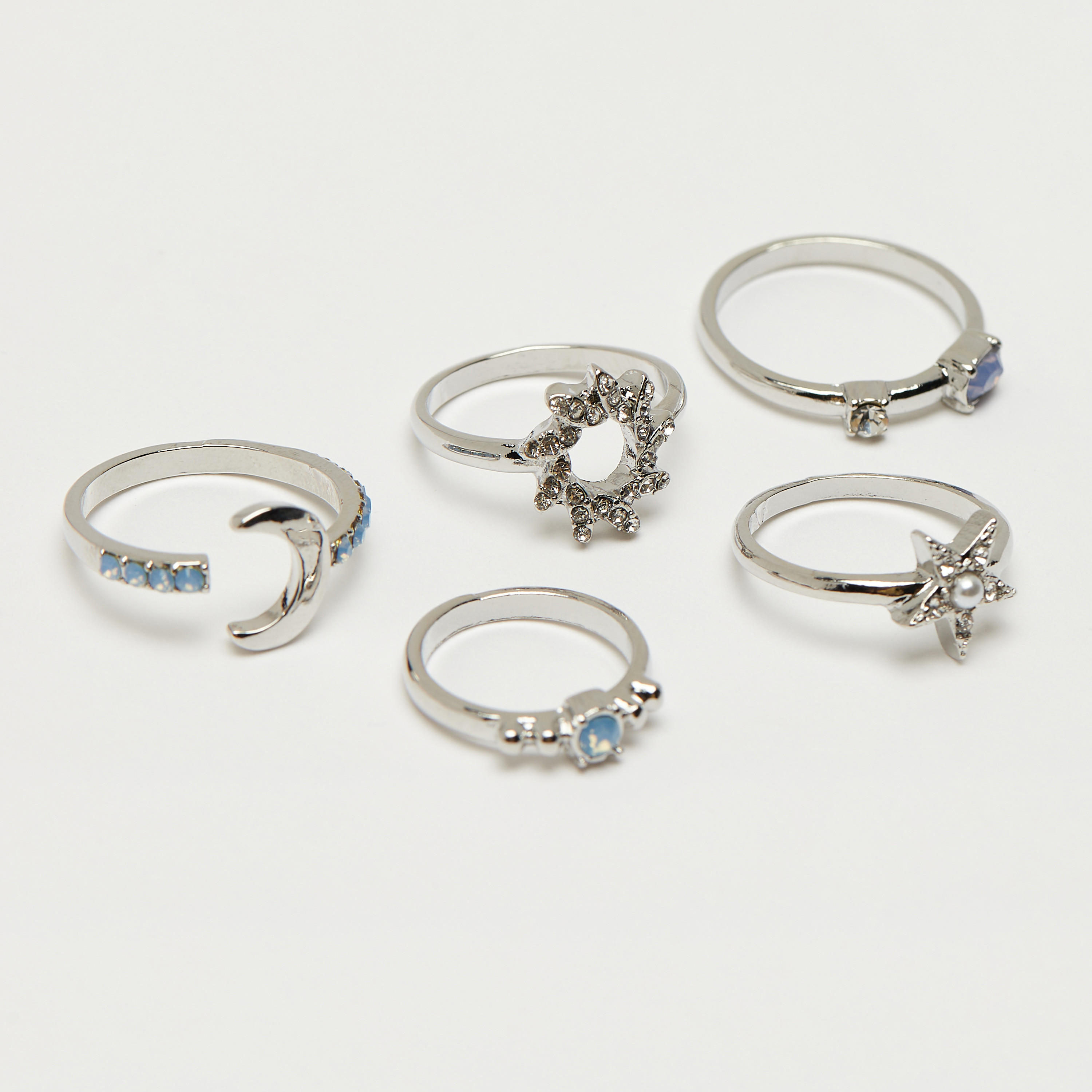 طقم خواتم بارزة الملمس 5 قطع من جلوو-women-watchesandjewellery-jewellery-rings-image-2