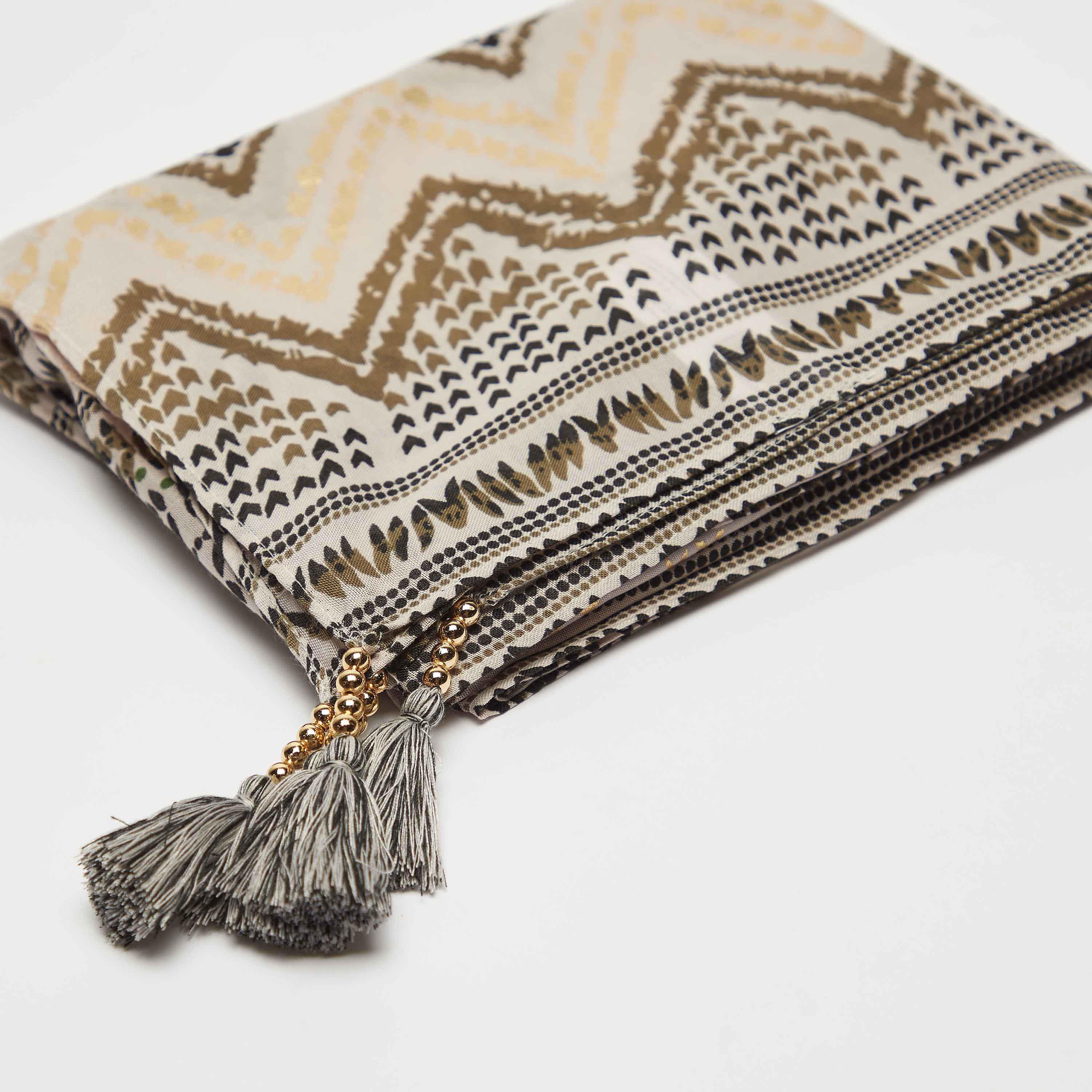 Foil Print Scarf with Bead Embellished Tassels-women-clothingaccessories-scarves-image-1
