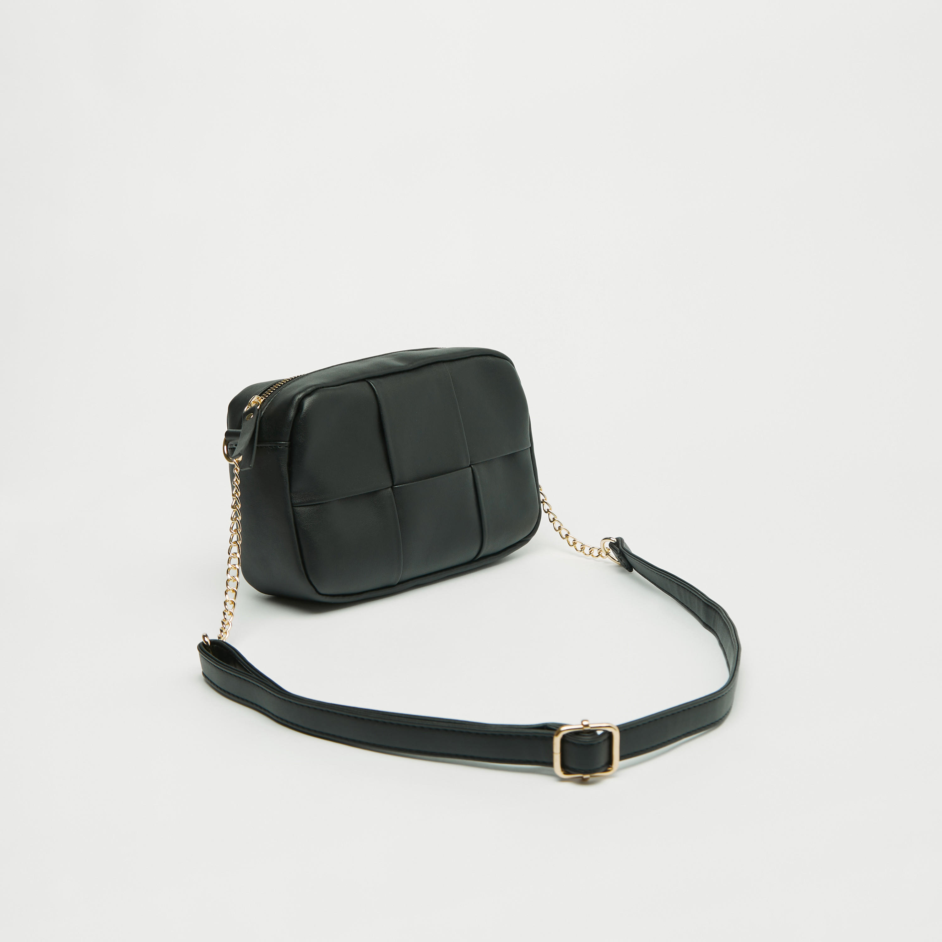 Solid Crossbody Bag with Chain Accented Strap and Zip Closure-women-bagsandwallets-handbags-image-1