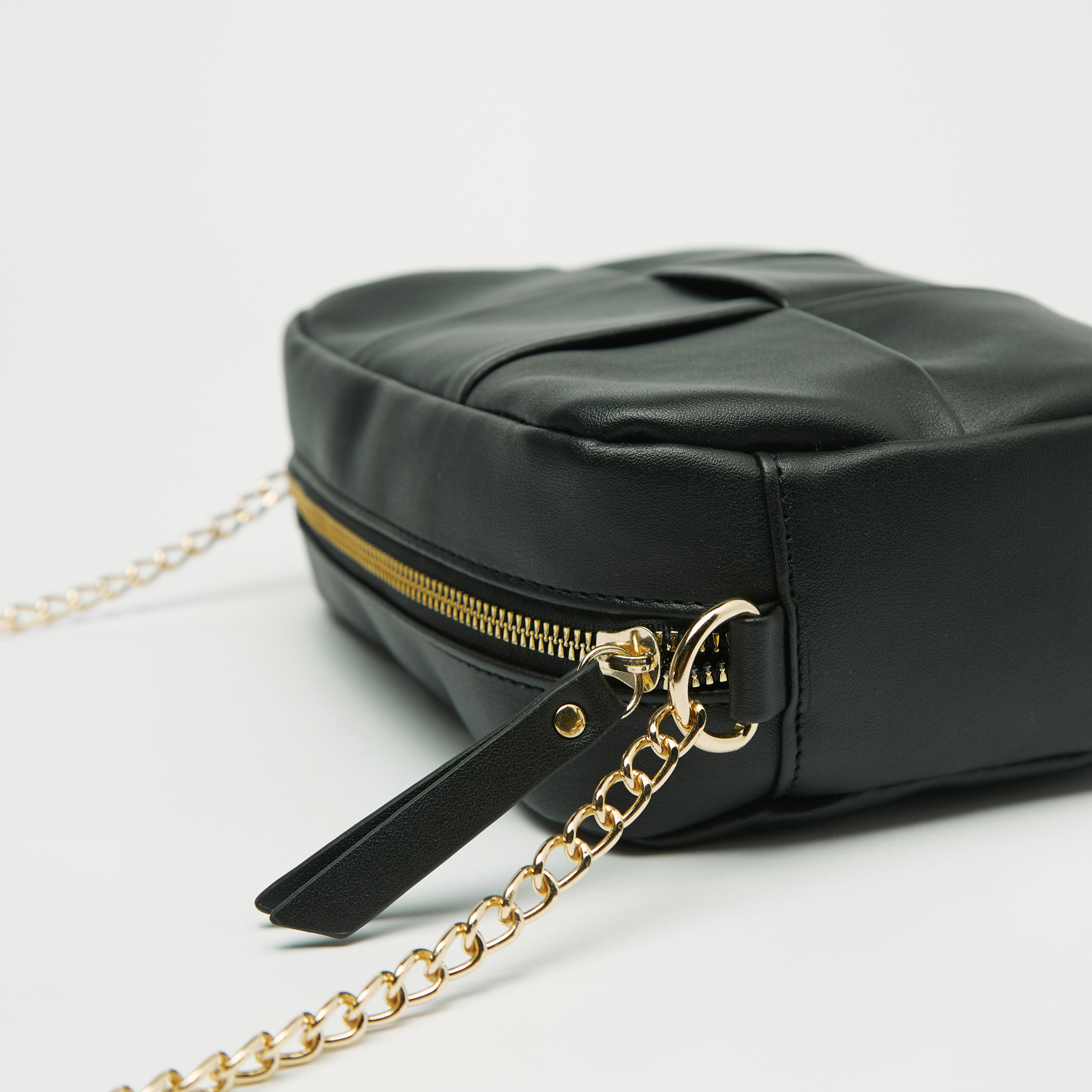 Solid Crossbody Bag with Chain Accented Strap and Zip Closure-women-bagsandwallets-handbags-image-3