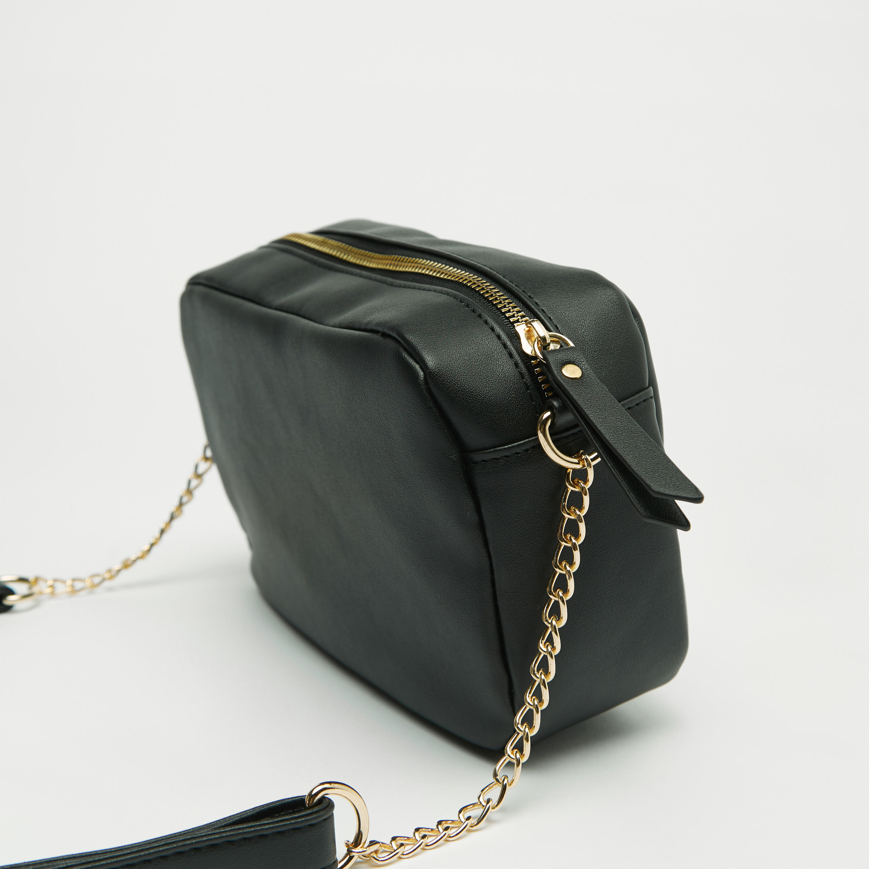 Solid Crossbody Bag with Chain Accented Strap and Zip Closure-women-bagsandwallets-handbags-image-4