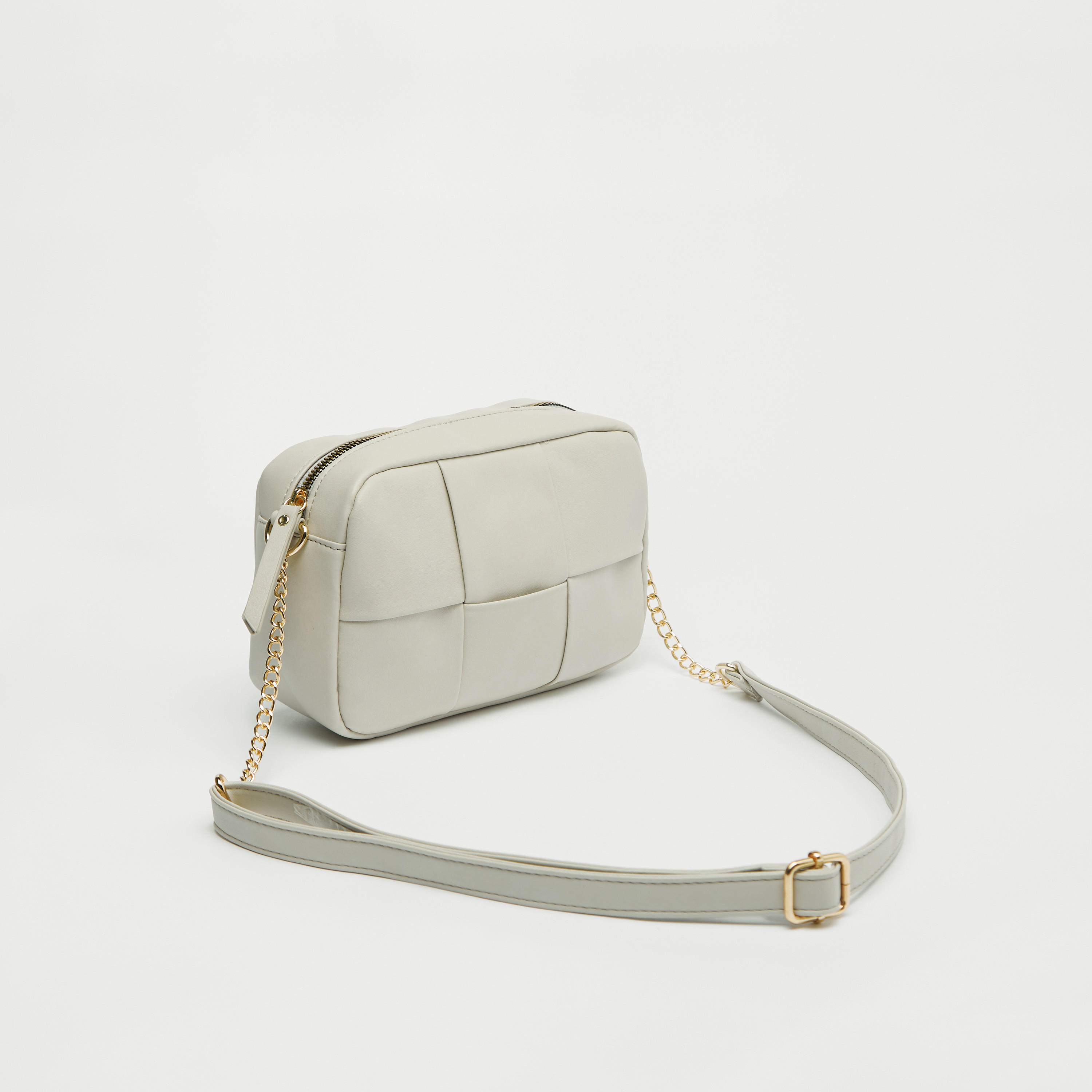 Solid Crossbody Bag with Chain Accented Strap and Zip Closure-women-bagsandwallets-handbags-image-1