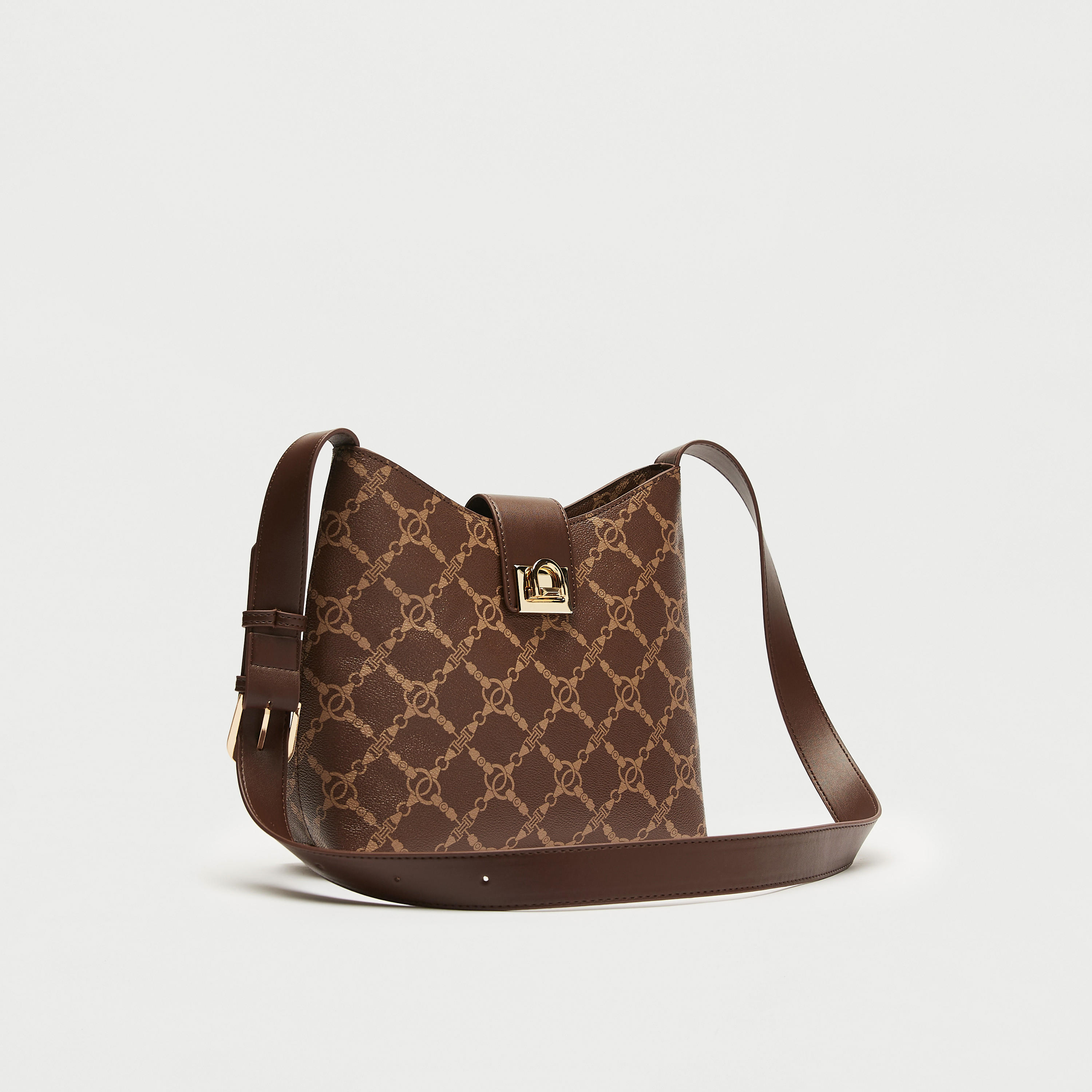 Printed Shoulder Bag with Adjustable Strap and Zip Closure-women-bagsandwallets-handbags-image-1