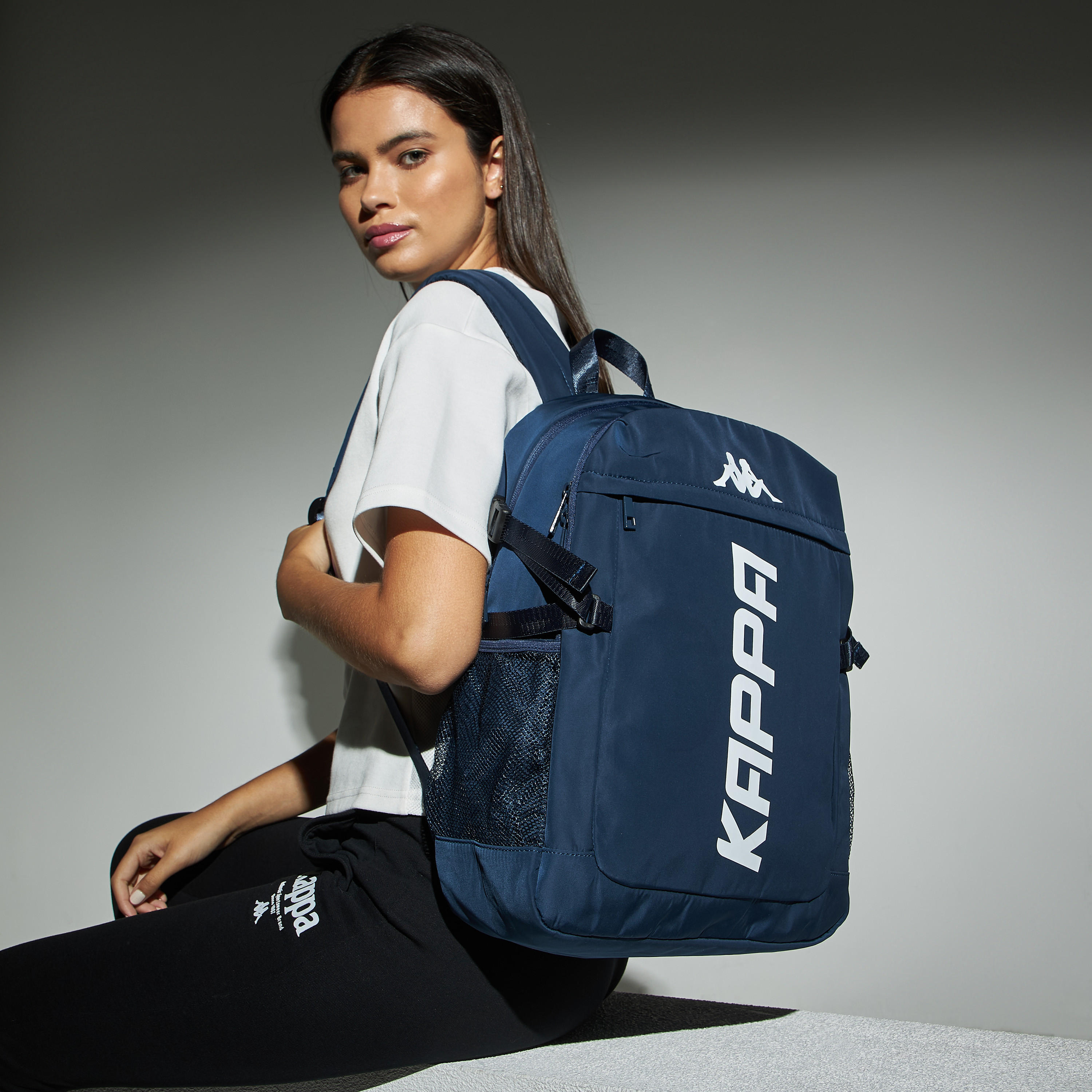 Kappa Logo Print Backpack with Adjustable Straps-men-bags-image-2