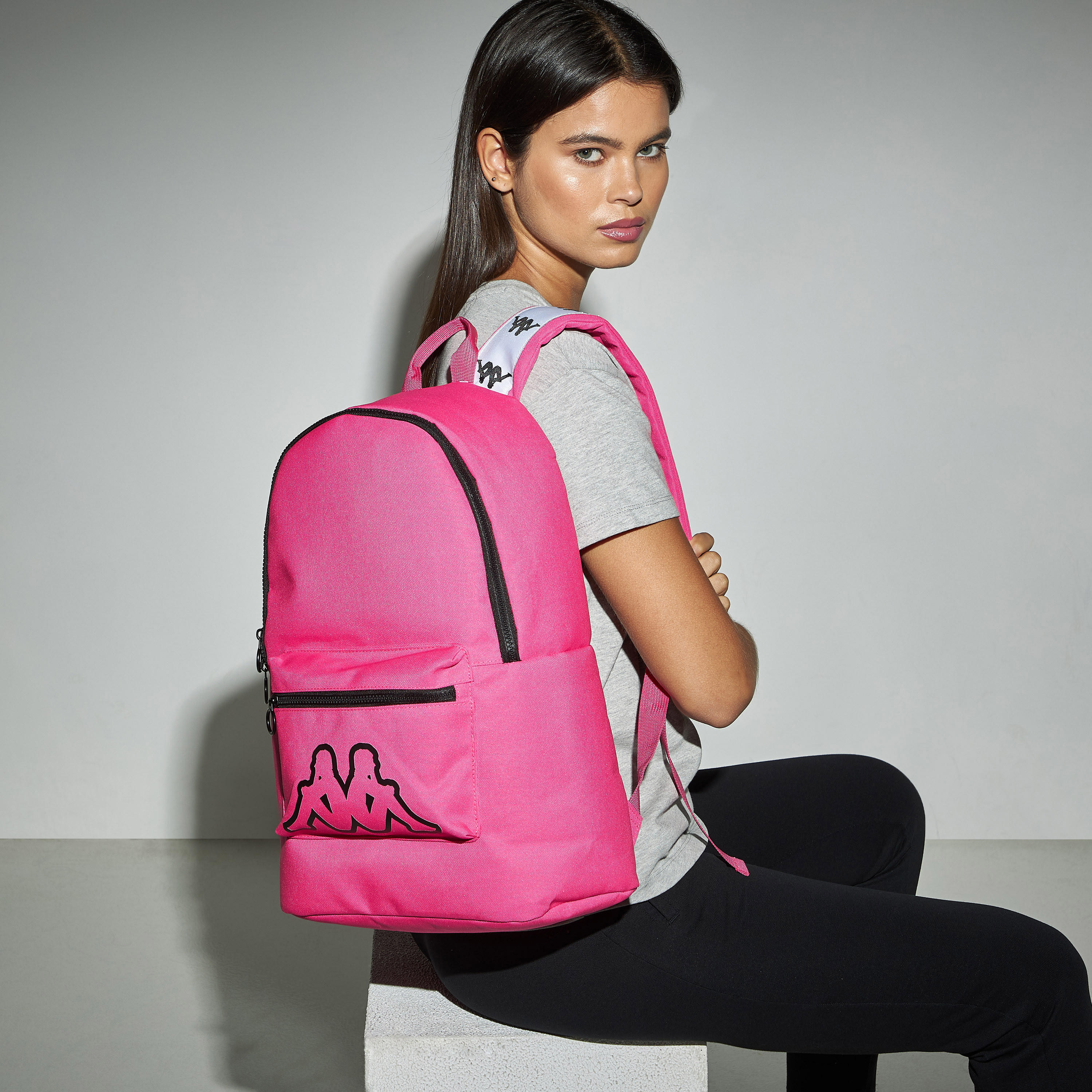 Kappa Logo Print Backpack with Front Pocket and Adjustable Shoulder Straps-women-clothing-sportswearandactivewear-accessories-image-2
