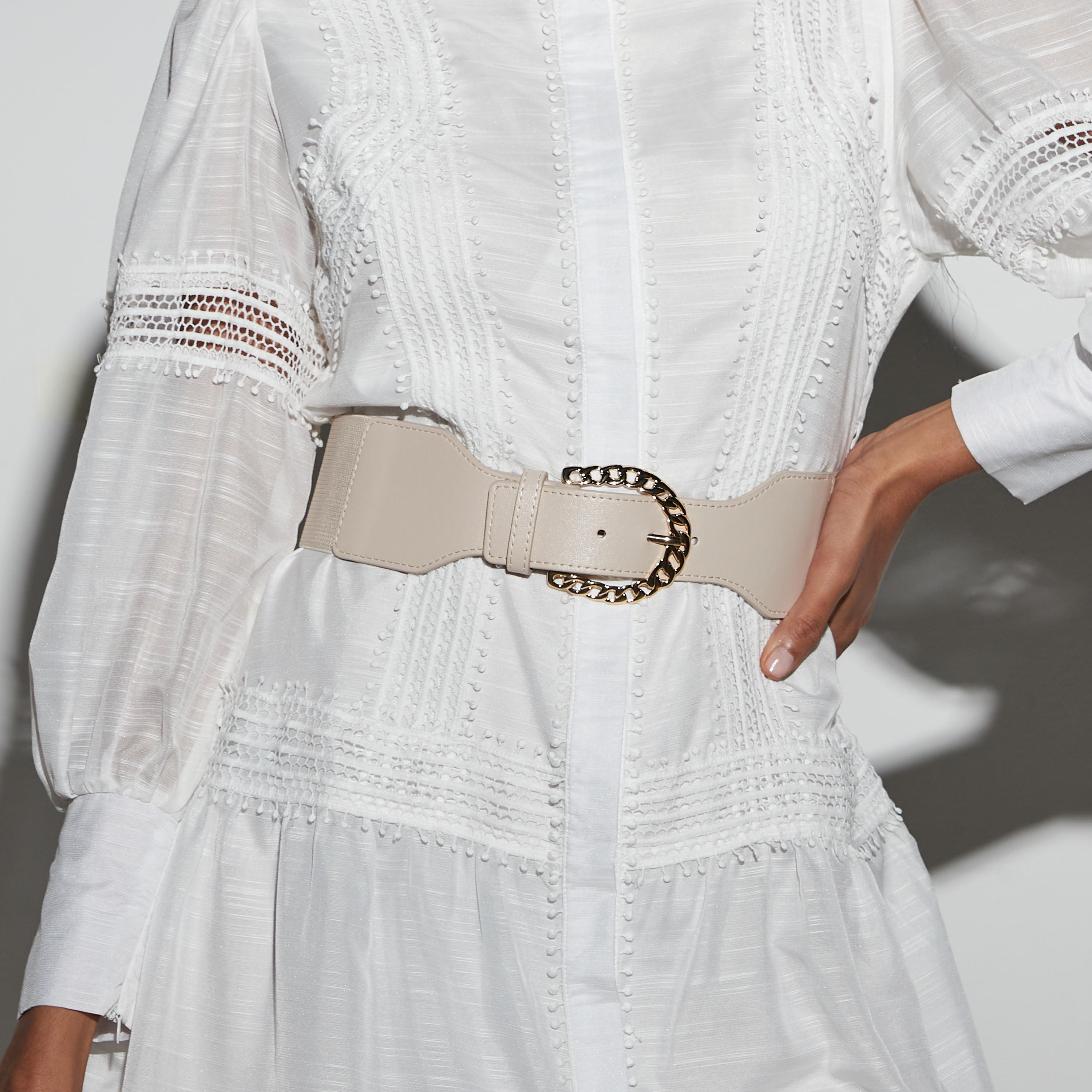 Stretch Belt with Pin Chain Buckle Closure-women-clothingaccessories-belts-image-2
