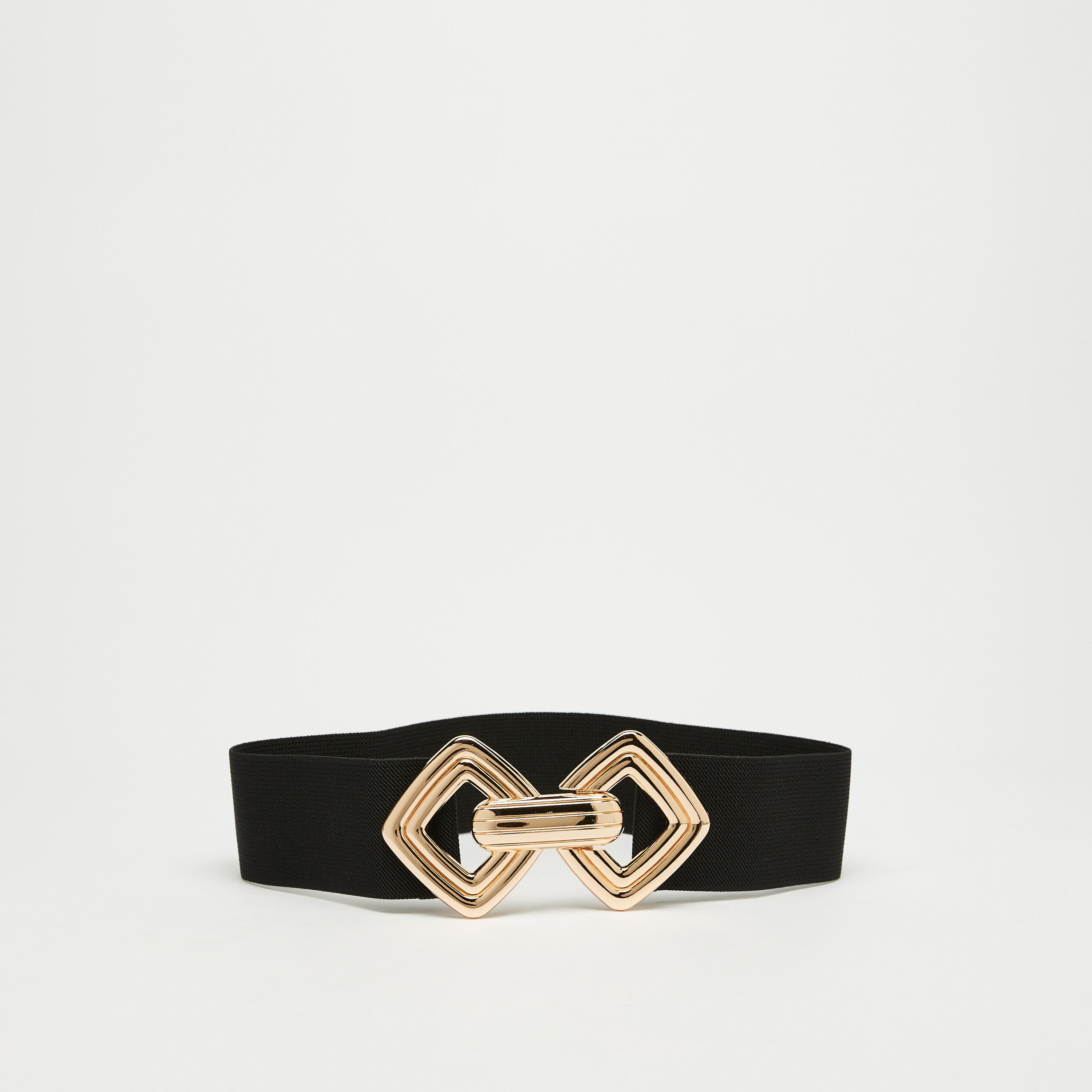 Elasticated Belt with Metallic Buckle Closure-women-clothingaccessories-belts-image-1