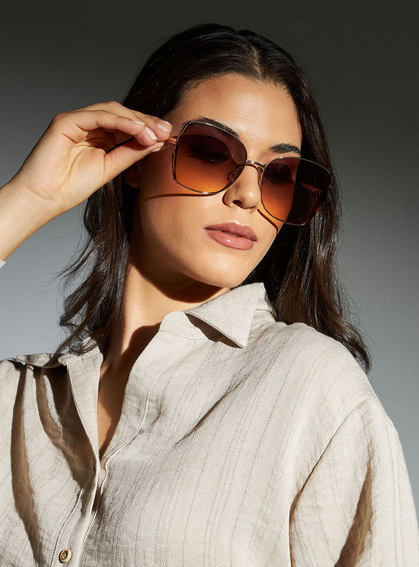 نظّارة شمسيّة بإطار كامل وعدسات ملوّنة ووسادات أنف-women-sunglasses-image-2