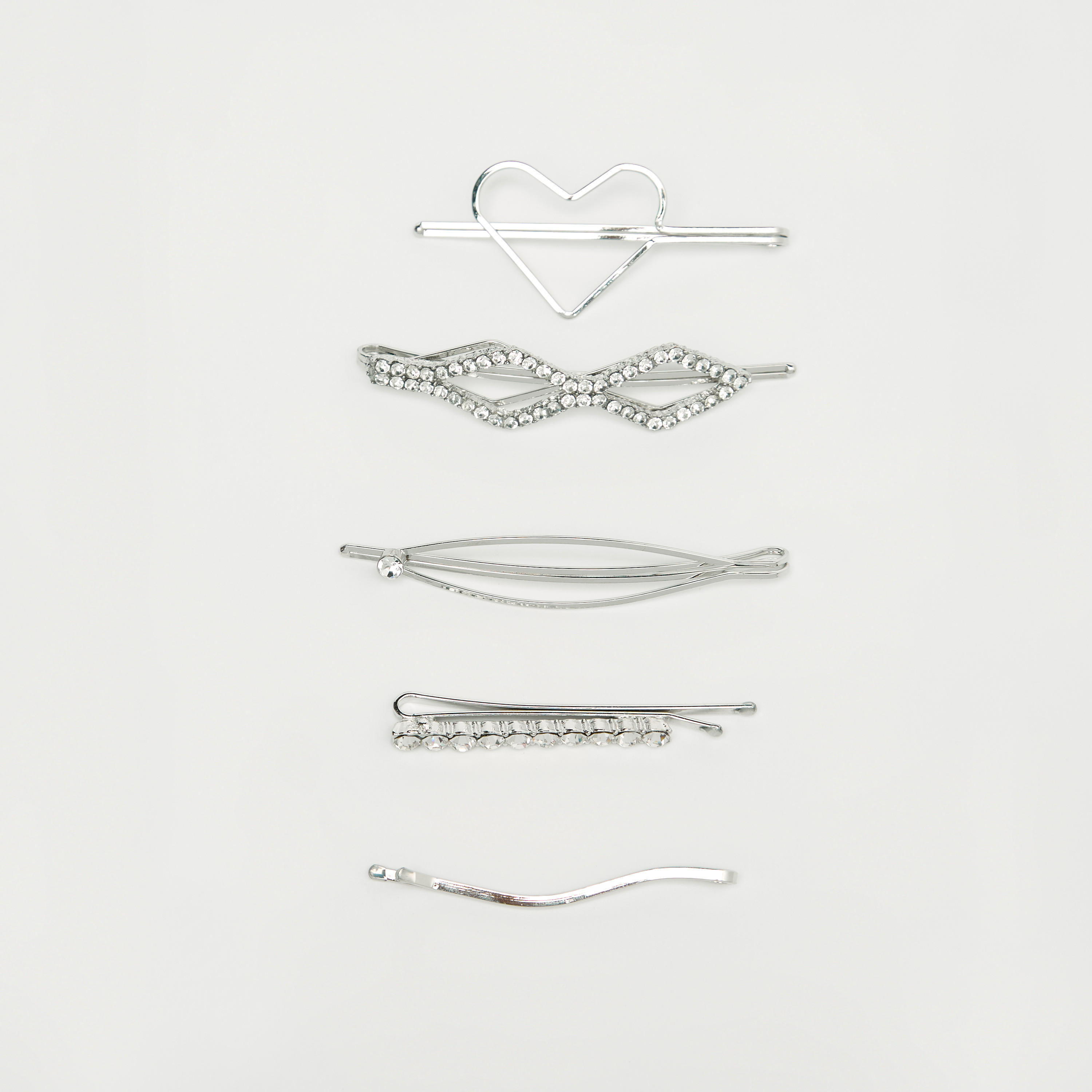 مشابك شعر ميتاليك متنوعة - طقم من 5 قطع-women-hairaccessories-image-1