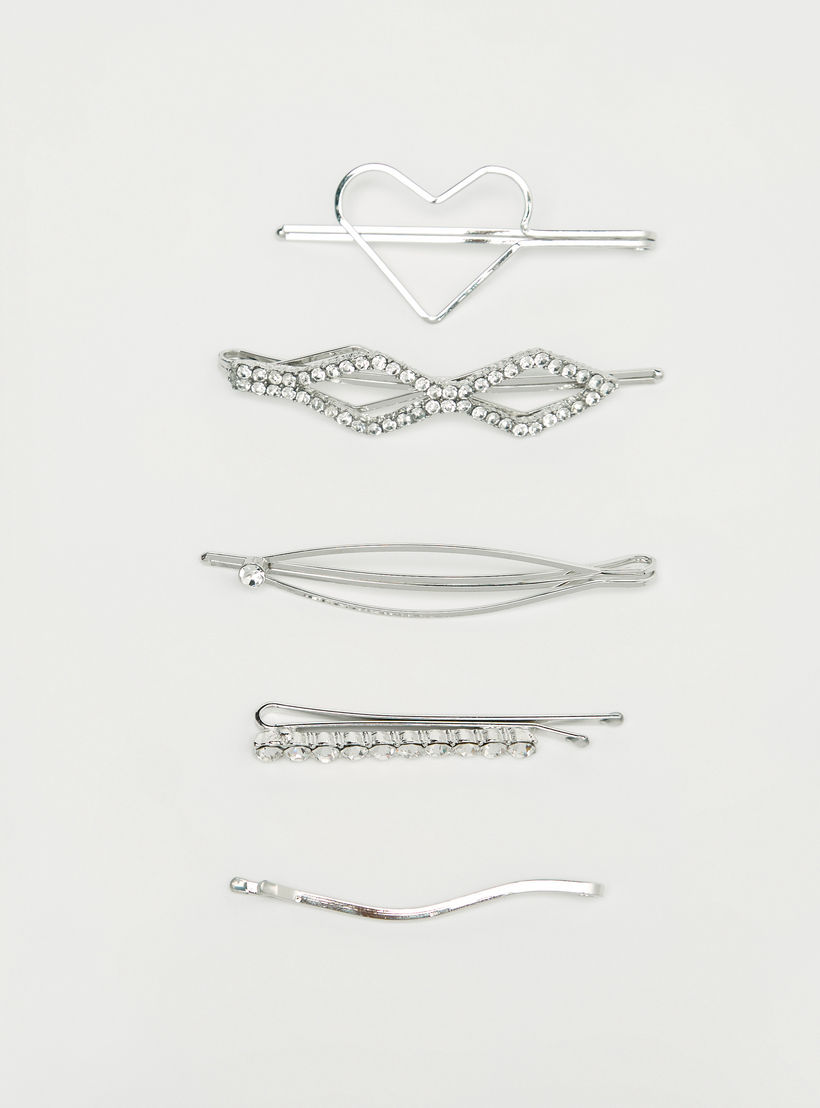 مشابك شعر ميتاليك متنوعة - طقم من 5 قطع-women-hairaccessories-image-1