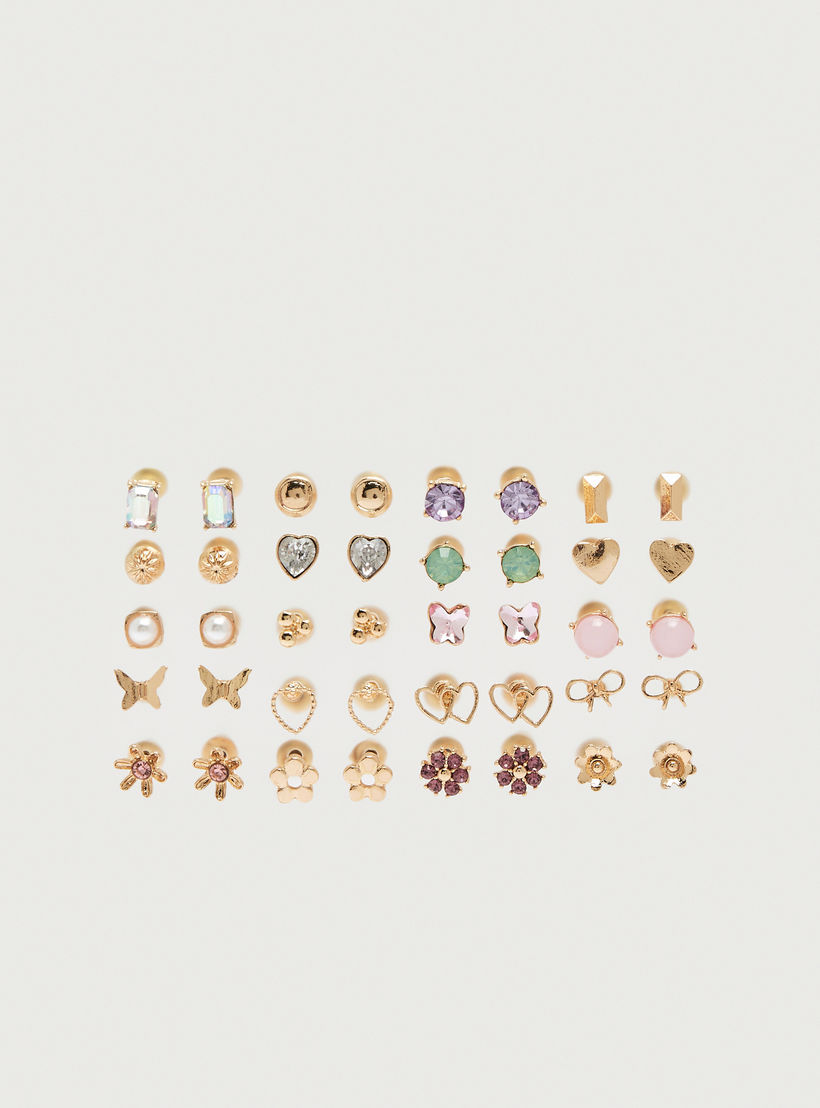 Set of 20 - Assorted Stud Earrings with Pushback Closure-women-watchesandjewellery-jewellery-earrings-image-1