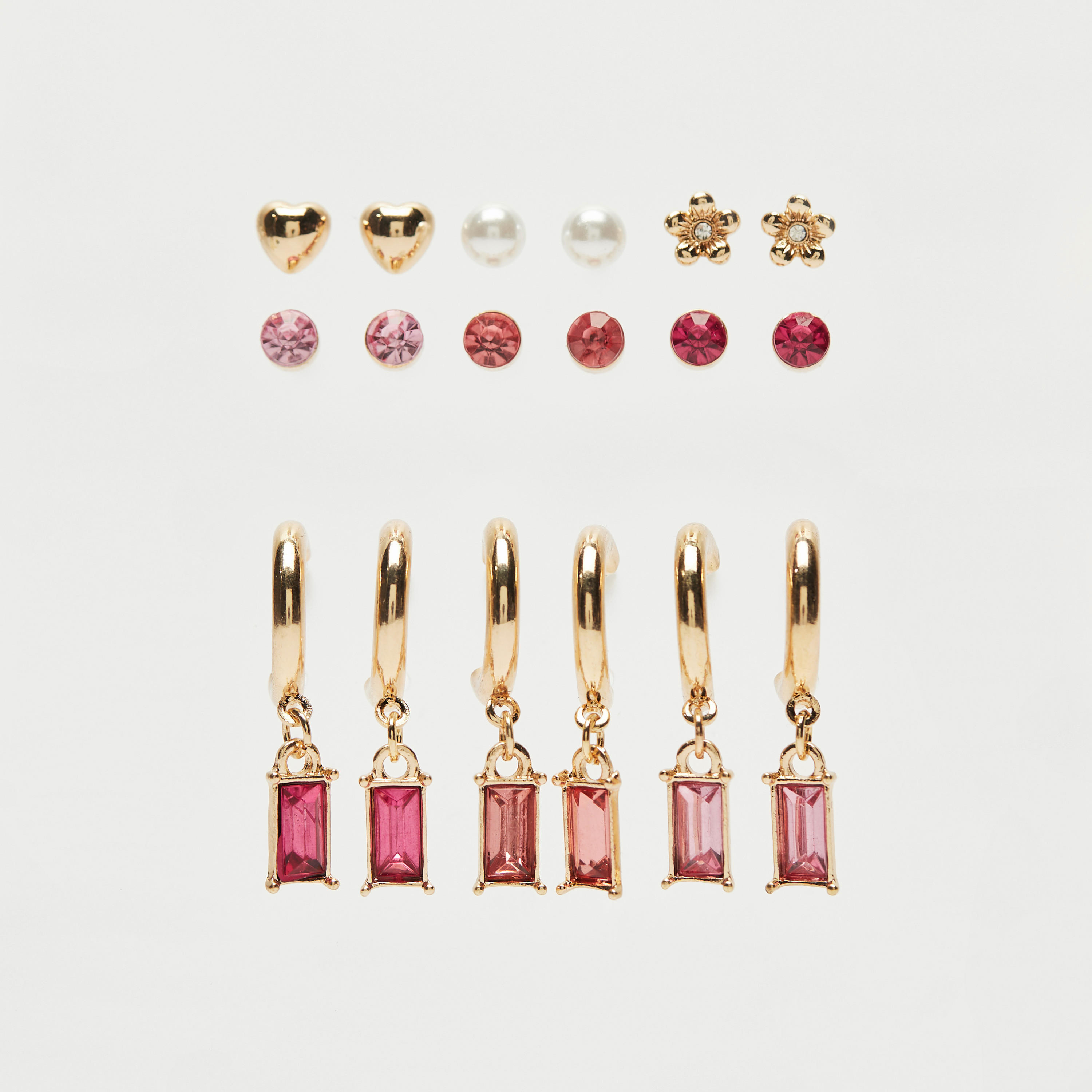 أقراط مزيّنة بمكبس إغلاق خلفي - عبوة 9 أزواج-women-watchesandjewellery-jewellery-earrings-image-1