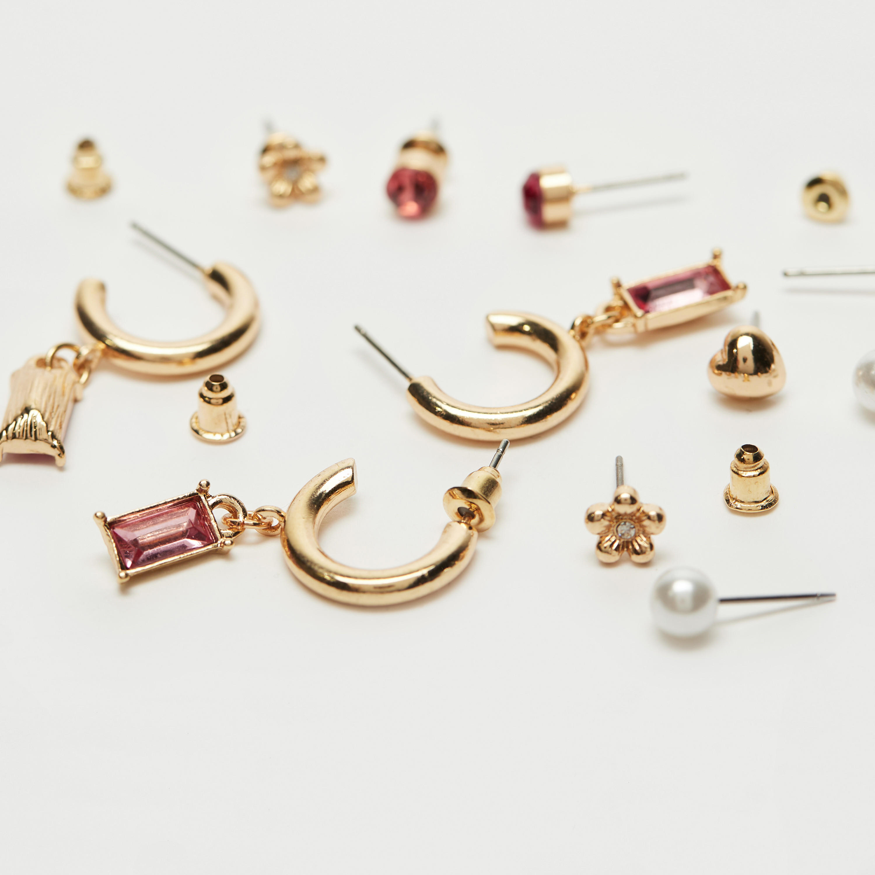 أقراط مزيّنة بمكبس إغلاق خلفي - عبوة 9 أزواج-women-watchesandjewellery-jewellery-earrings-image-3