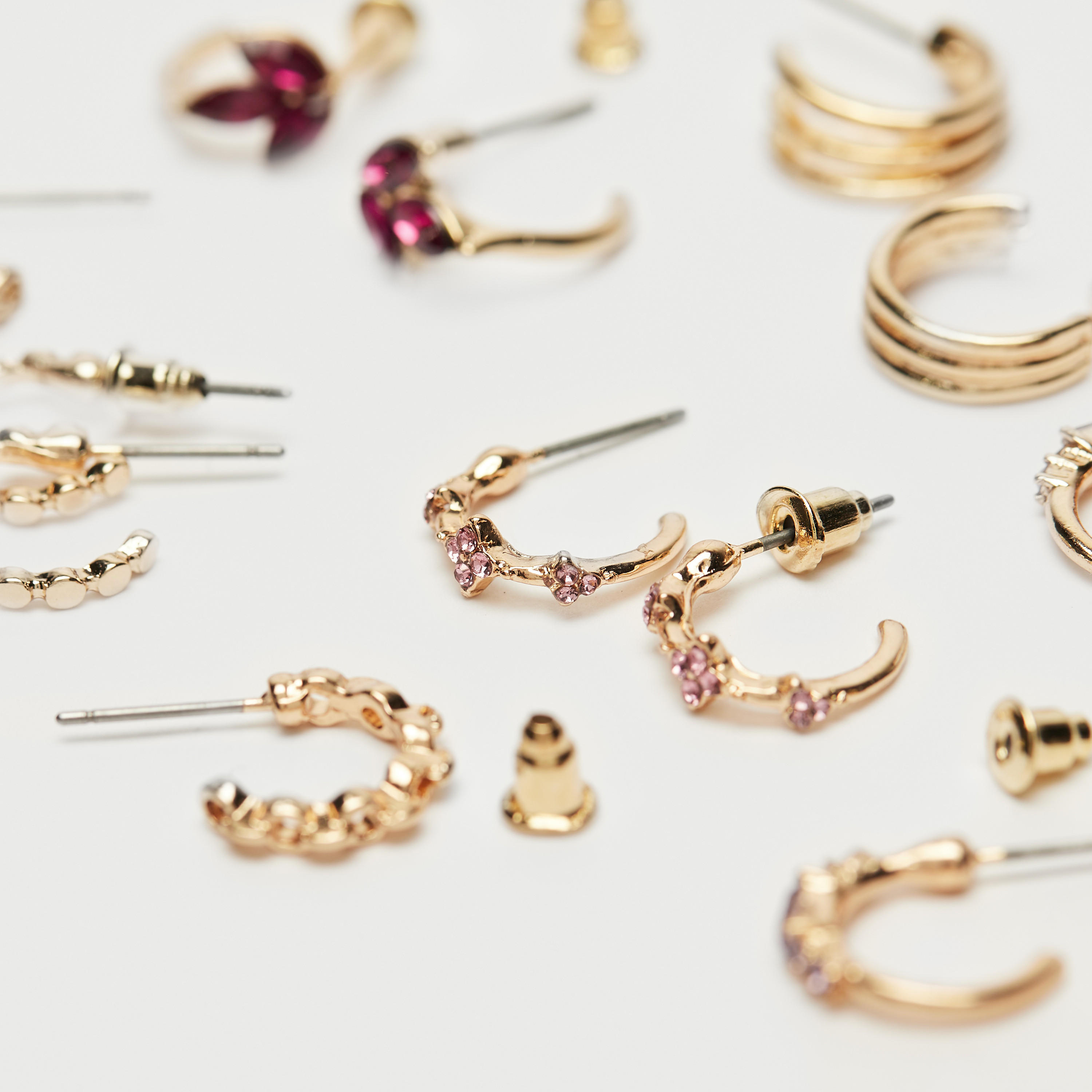 حلقان متنوعة بمكبس إغلاق - طقم 6 أزواج-women-watchesandjewellery-jewellery-earrings-image-3