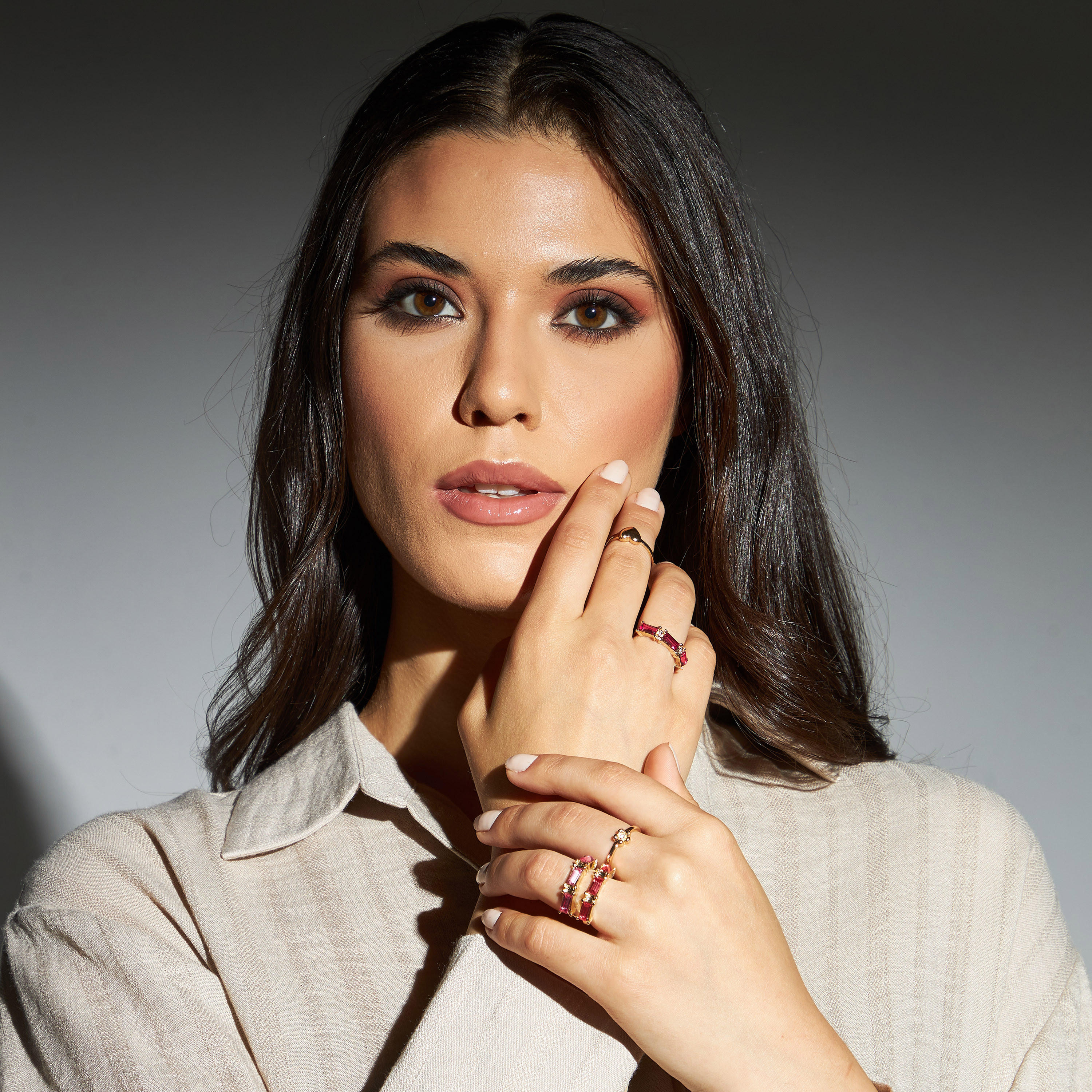 طقم خواتم مزيّنة - 5 قطع-women-watchesandjewellery-jewellery-rings-image-2