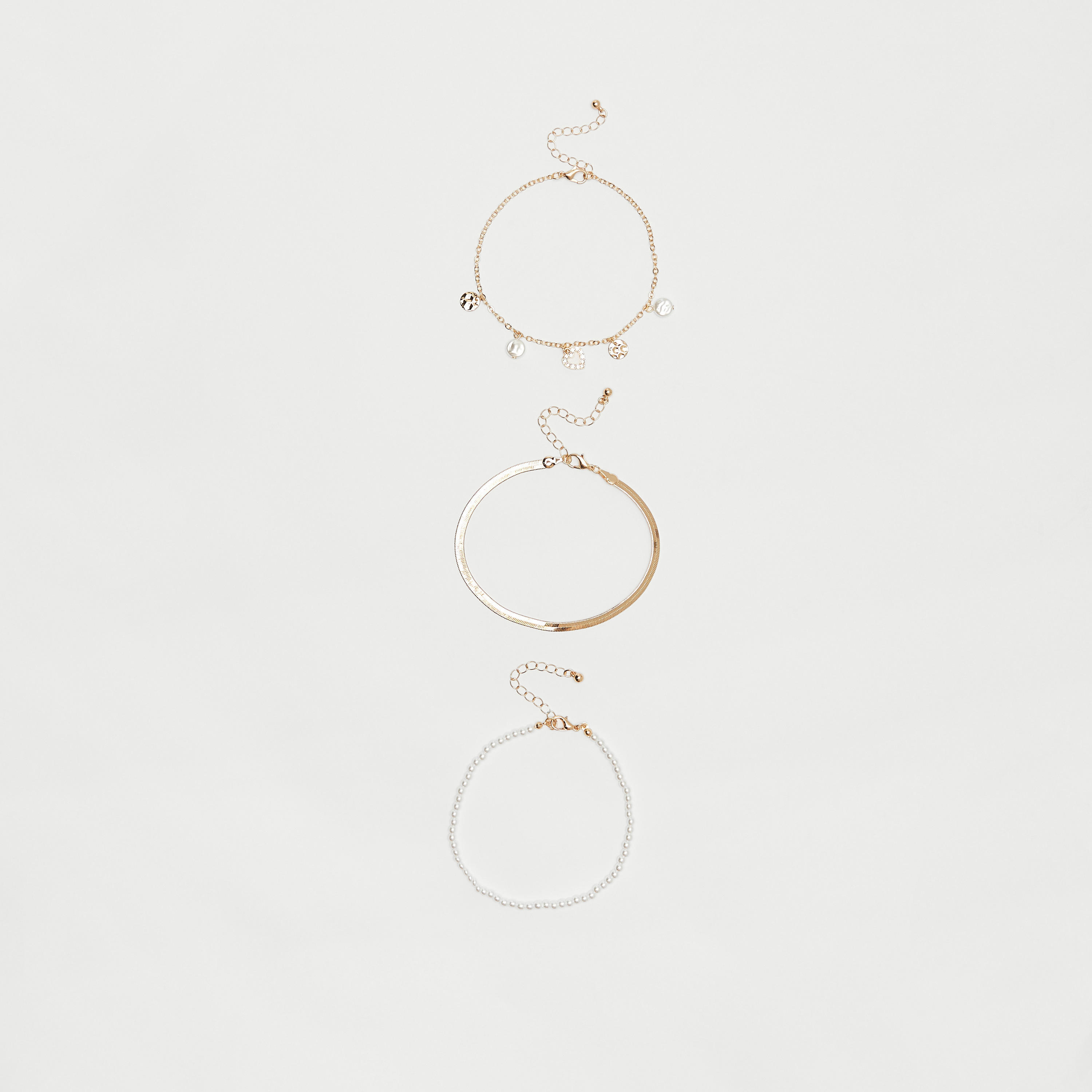 خلخال بمشبك إغلاق - طقم 3 قطع متنوّعة-women-watchesandjewellery-jewellery-anklets-image-1
