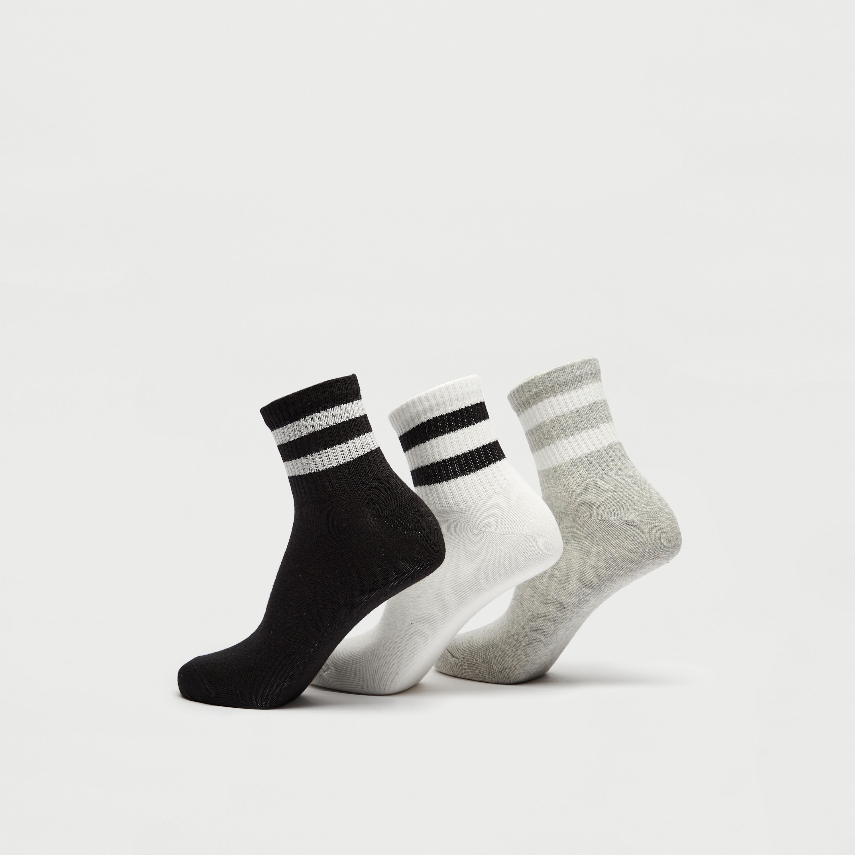 جوارب مخطّطة بطول ربلة السّاق - طقم 3 أزواج-women-socksandstockings-image-2