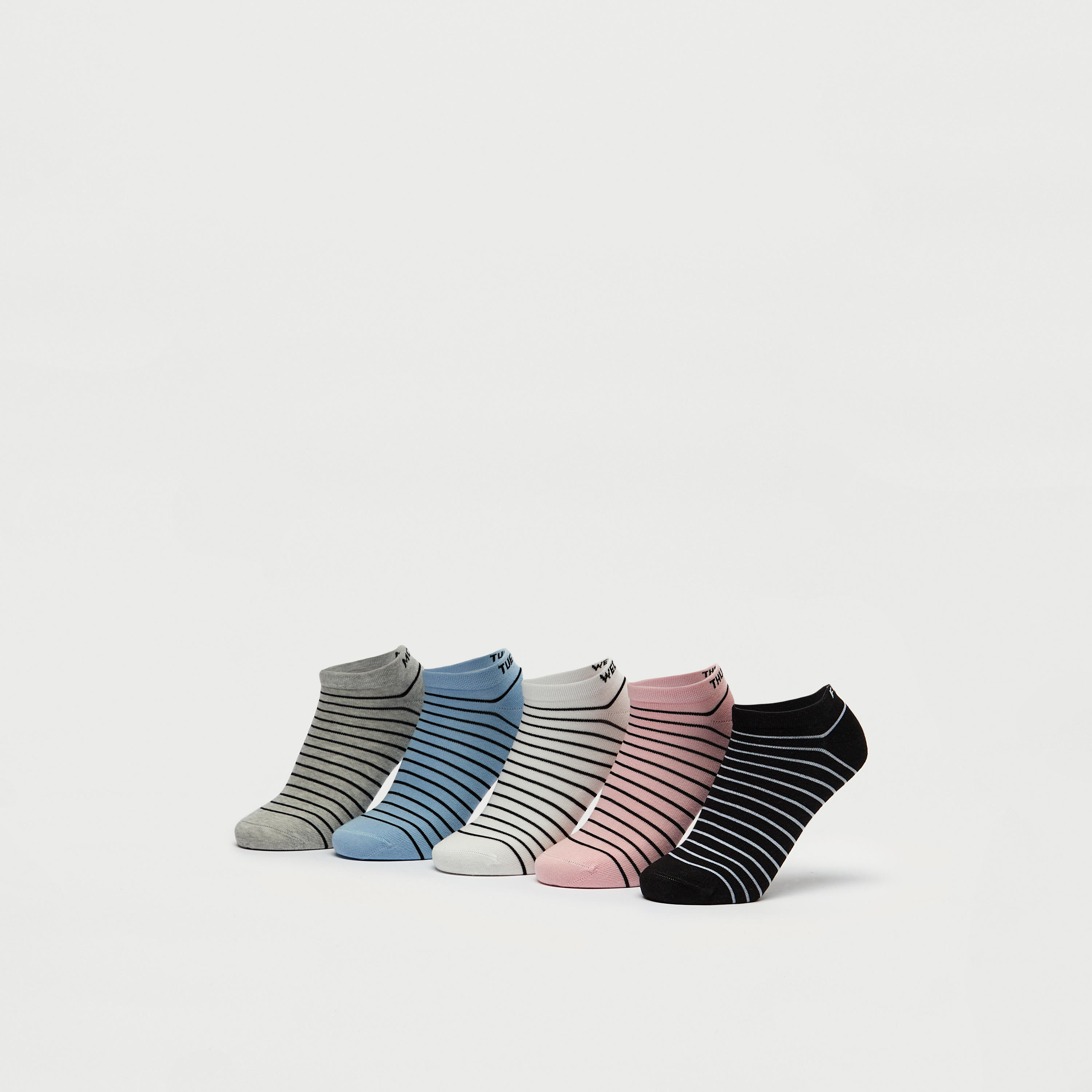 جوارب مخططة بطول الكاحل - طقم 5 أزواج-women-socksandstockings-image-1