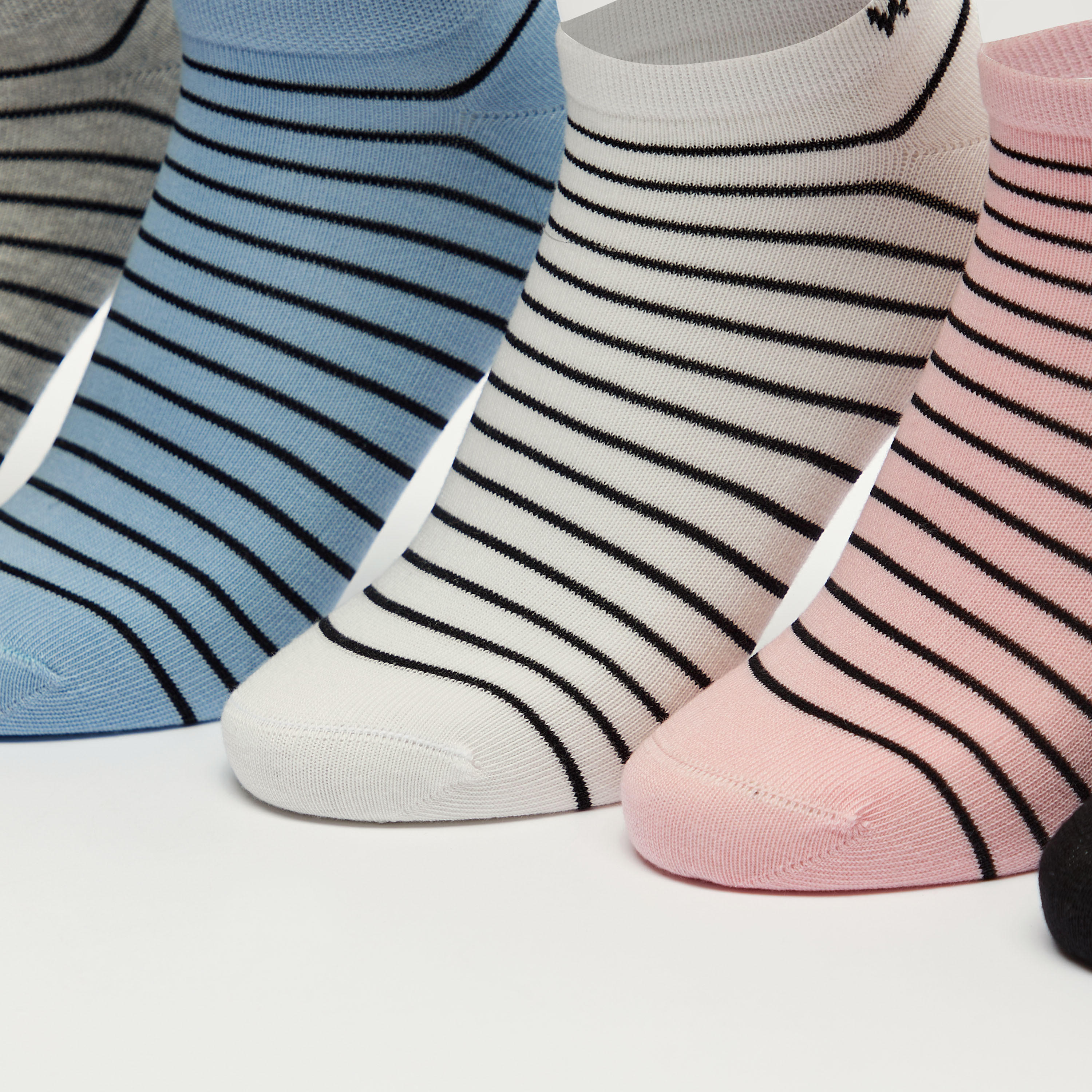 جوارب مخططة بطول الكاحل - طقم 5 أزواج-women-socksandstockings-image-2
