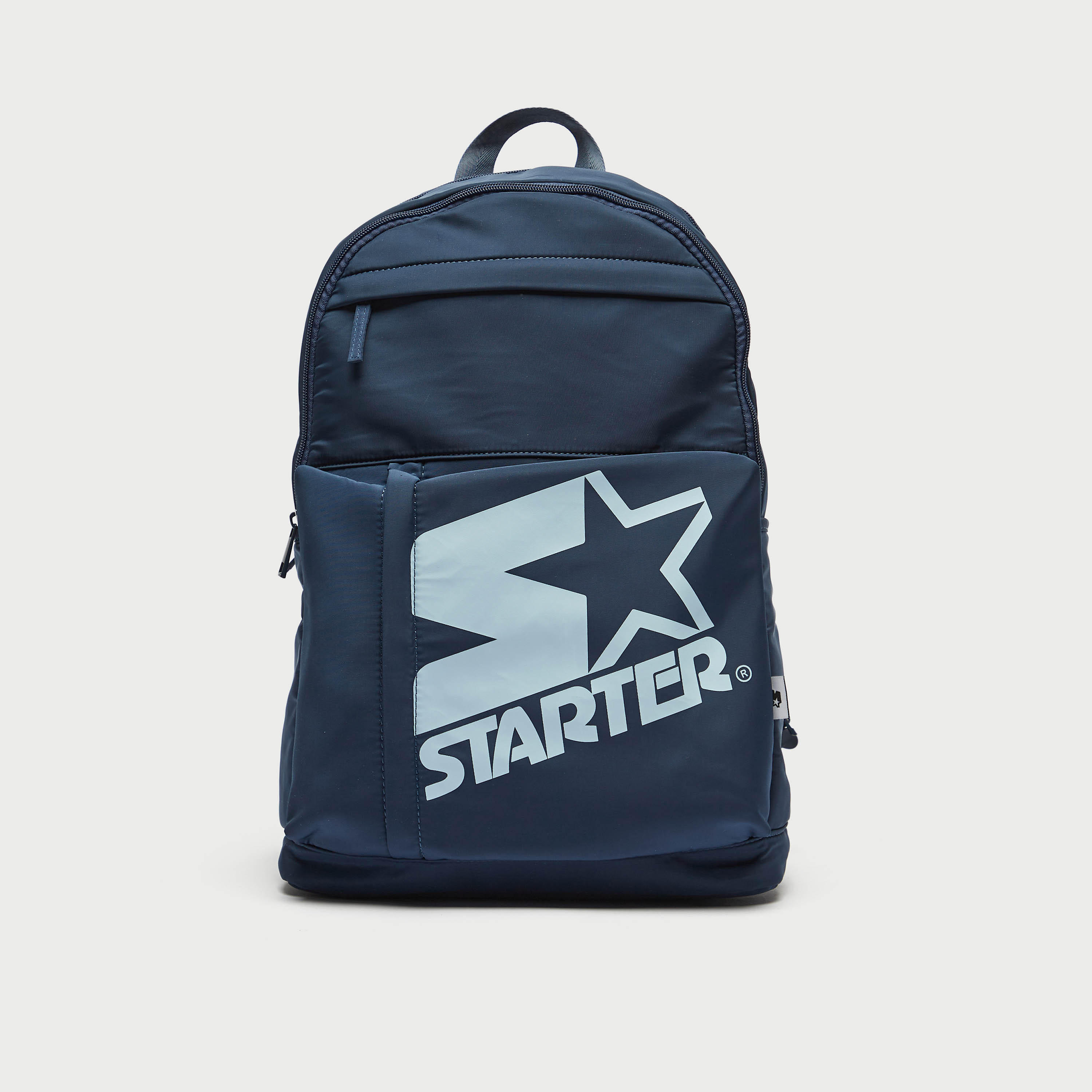 Starter Logo Print Backpack with Adjustable Straps and Zip Closure-men-bags-image-1