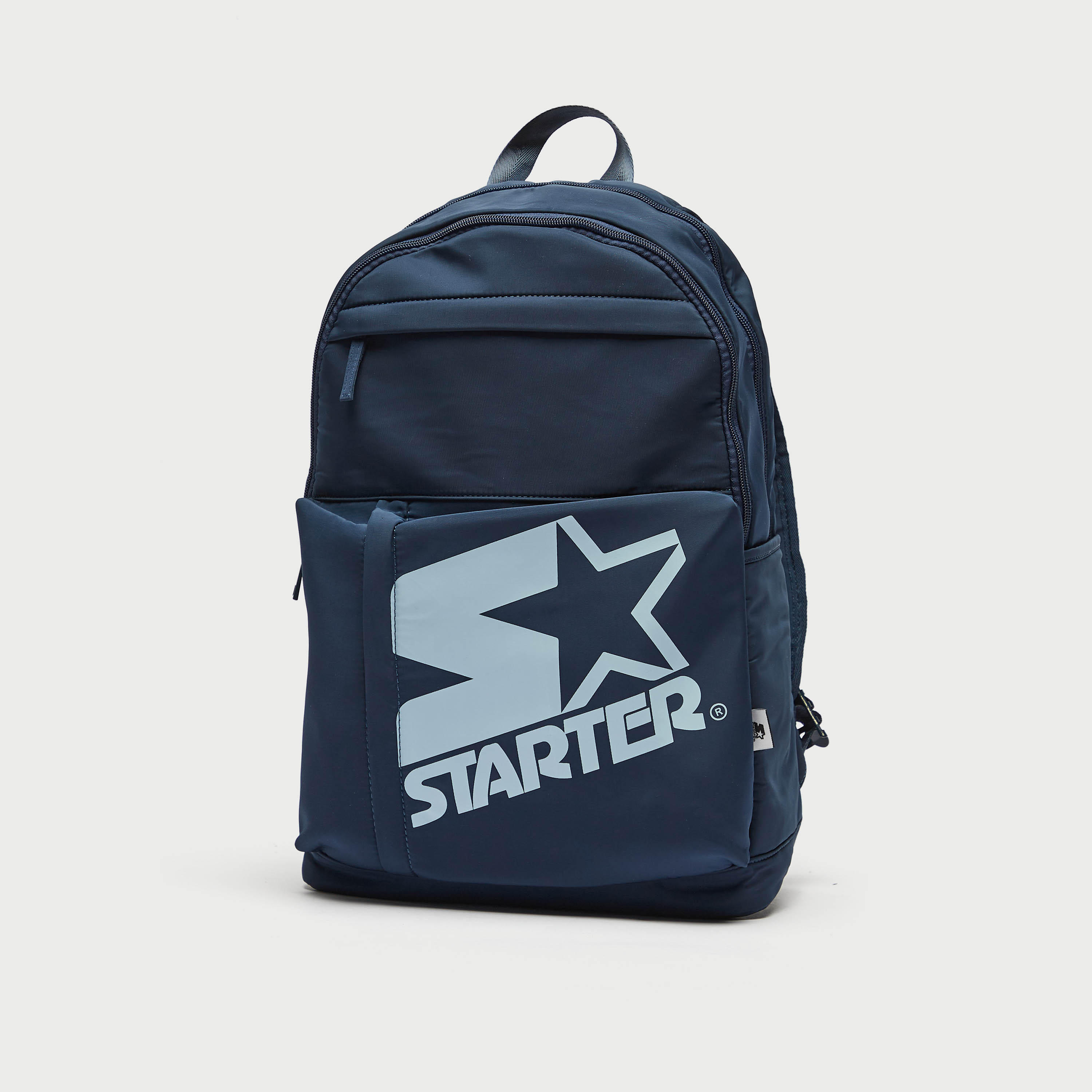Starter Logo Print Backpack with Adjustable Straps and Zip Closure-men-bags-image-3