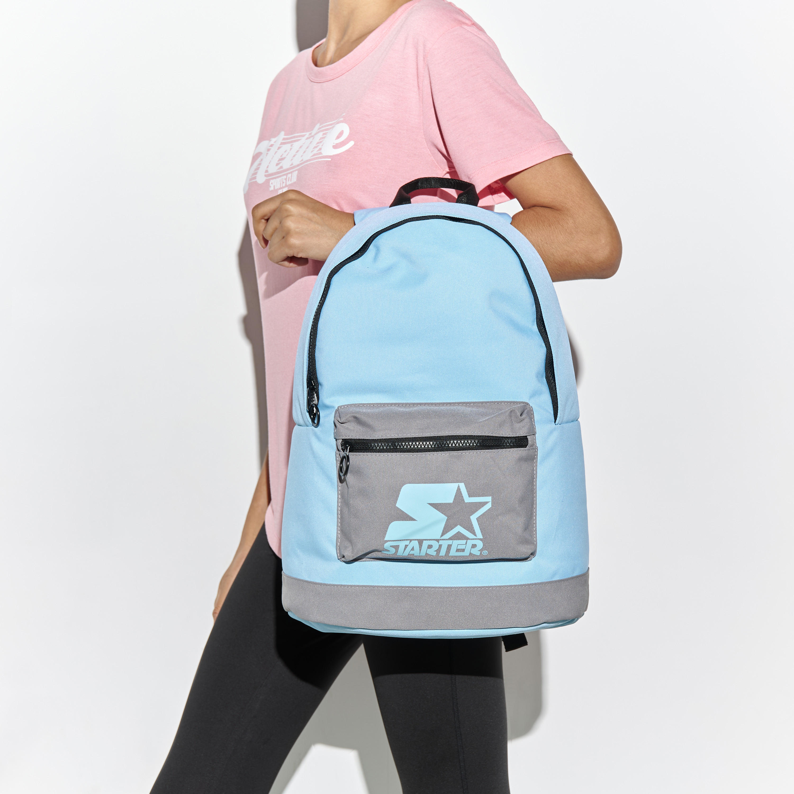 Starter Logo Detail Backpack with Front Pocket and Zipper Closure-men-bags-image-2