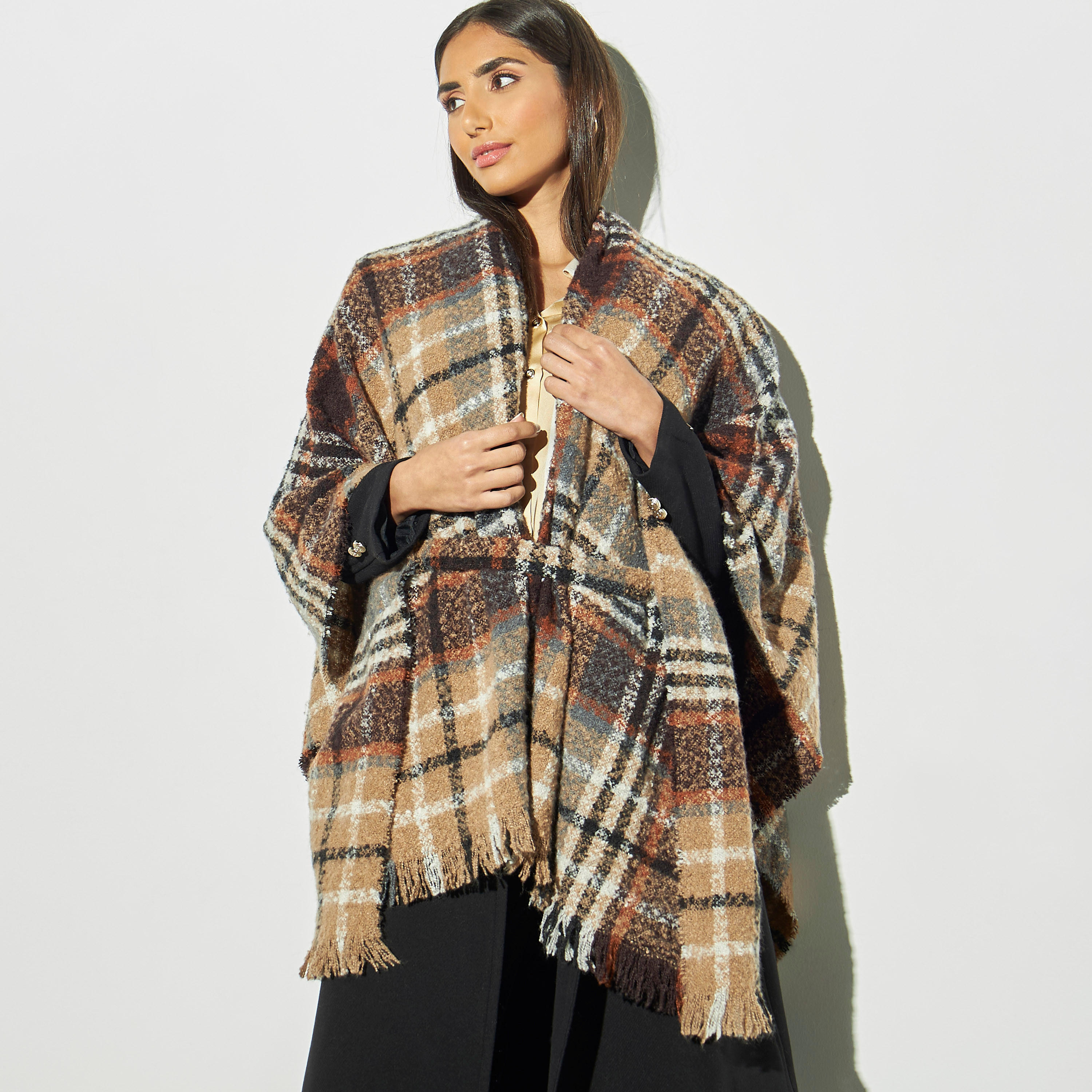 Checked Boucle Cape with Fringes-women-clothingaccessories-scarves-image-2