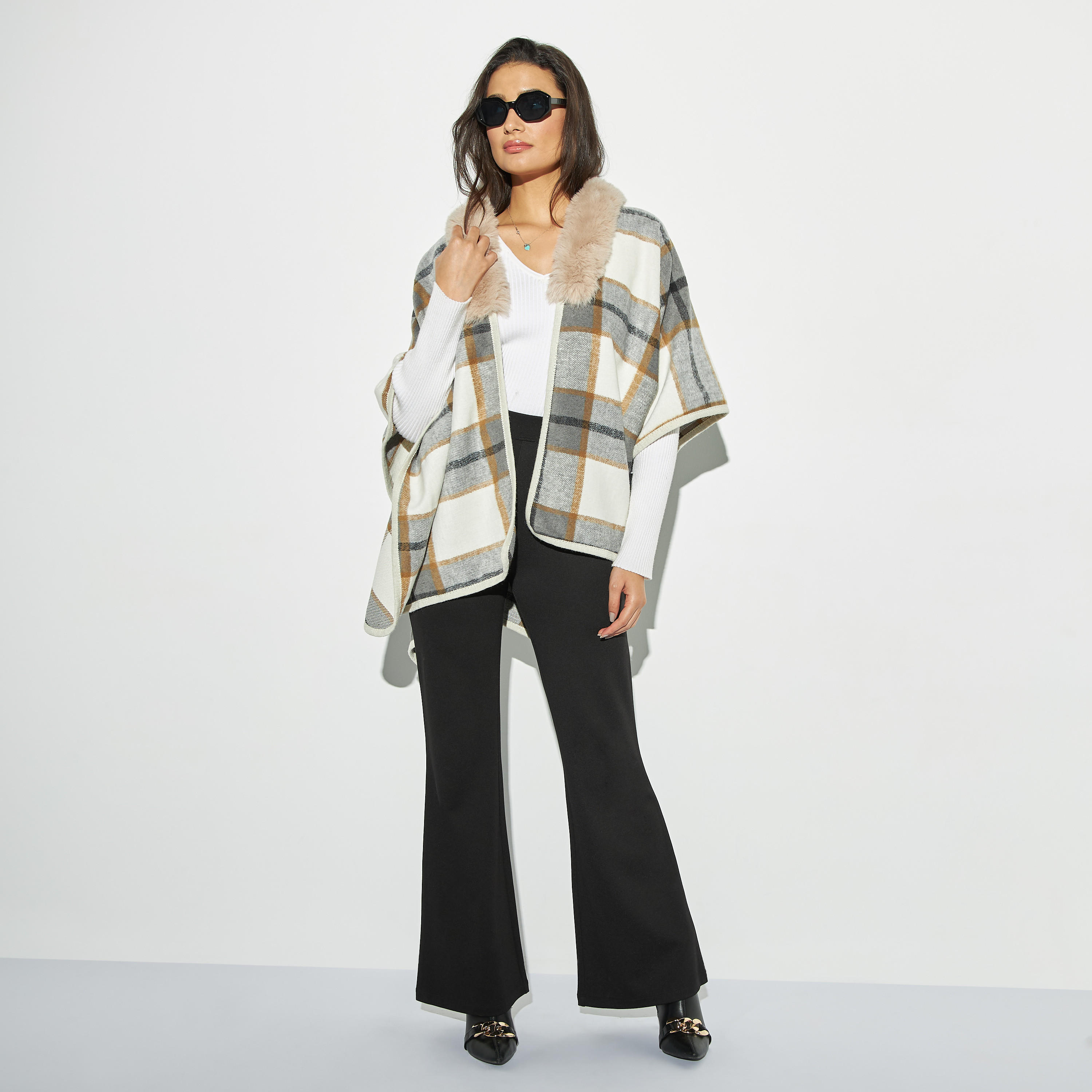 سترة فضفاضة كاروهات بمقدمة مفتوحة-women-winterwear-coatsandjackets-jackets-image-3