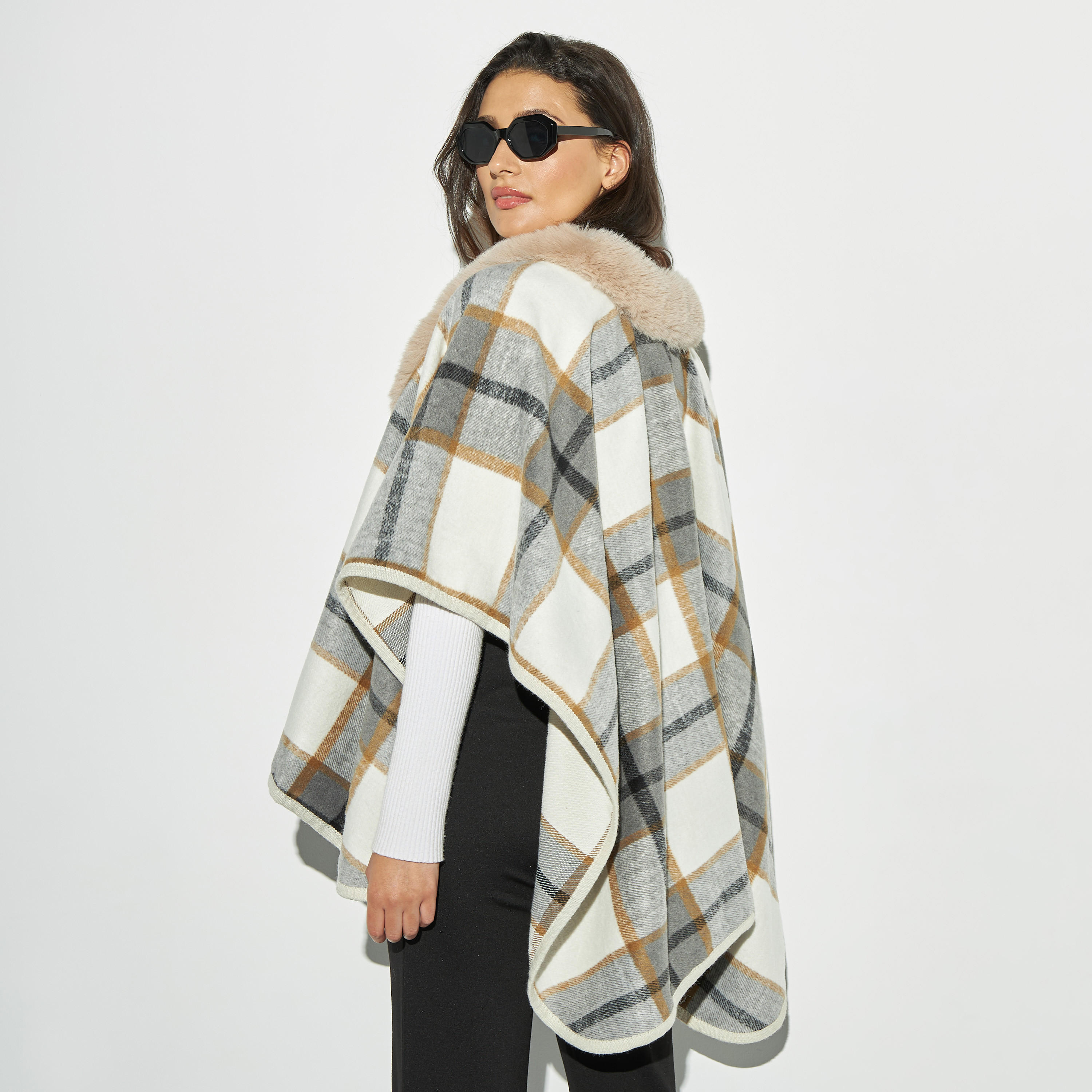 سترة فضفاضة كاروهات بمقدمة مفتوحة-women-winterwear-coatsandjackets-jackets-image-2