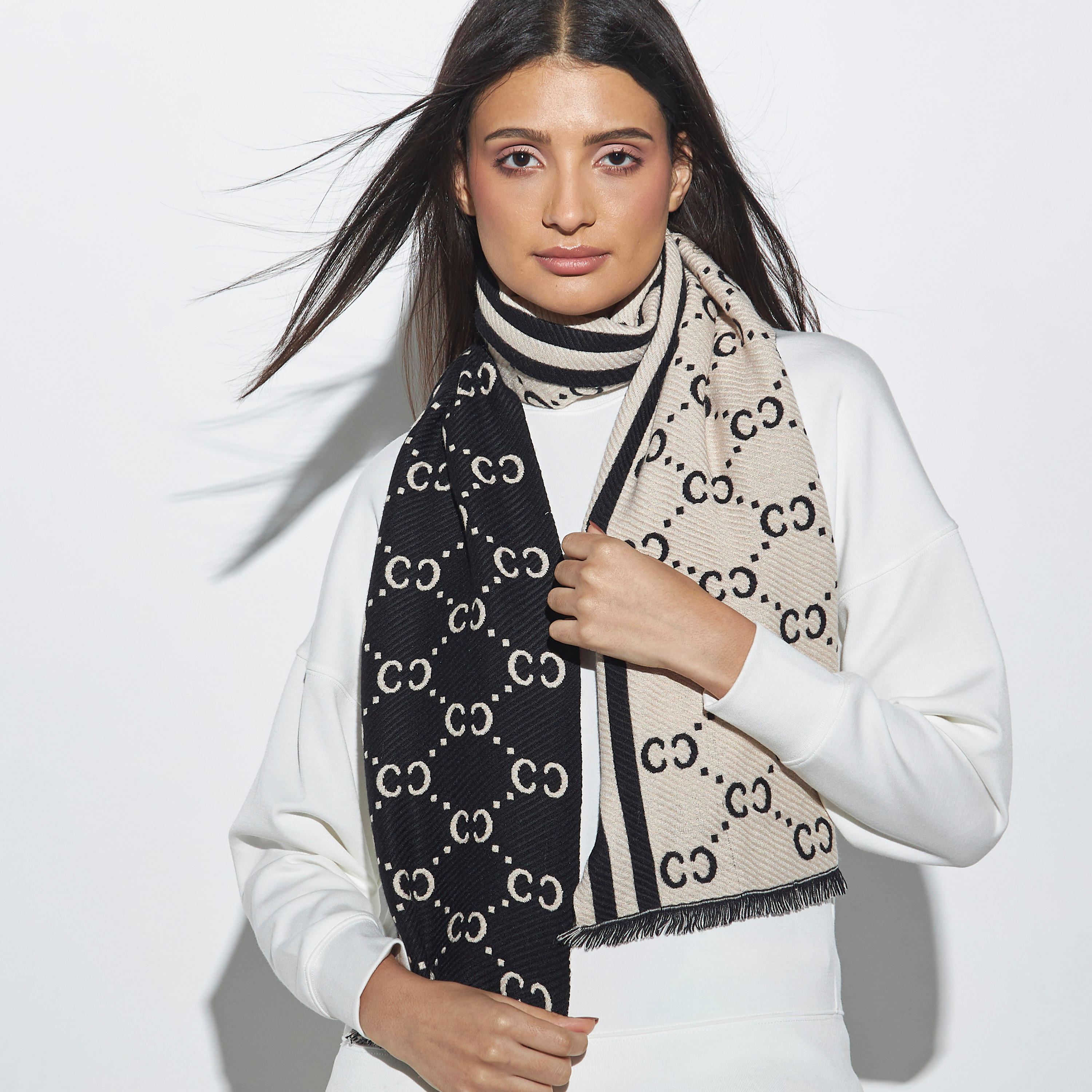 All-Over Monogram Print Scarf with Fringes-women-clothingaccessories-scarves-image-2
