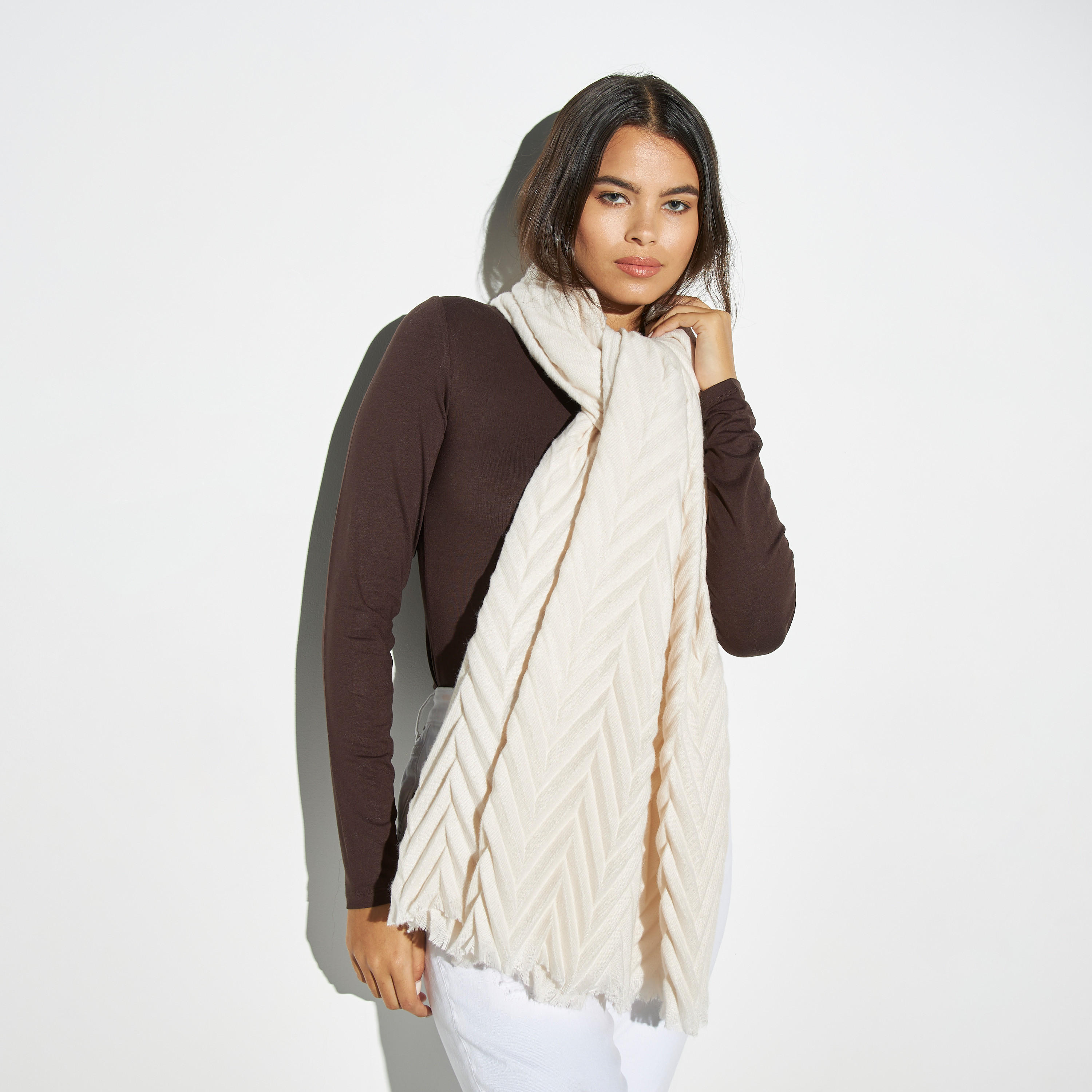 Chevron Pleated Scarf with Fringed Hem-women-clothingaccessories-scarves-image-2