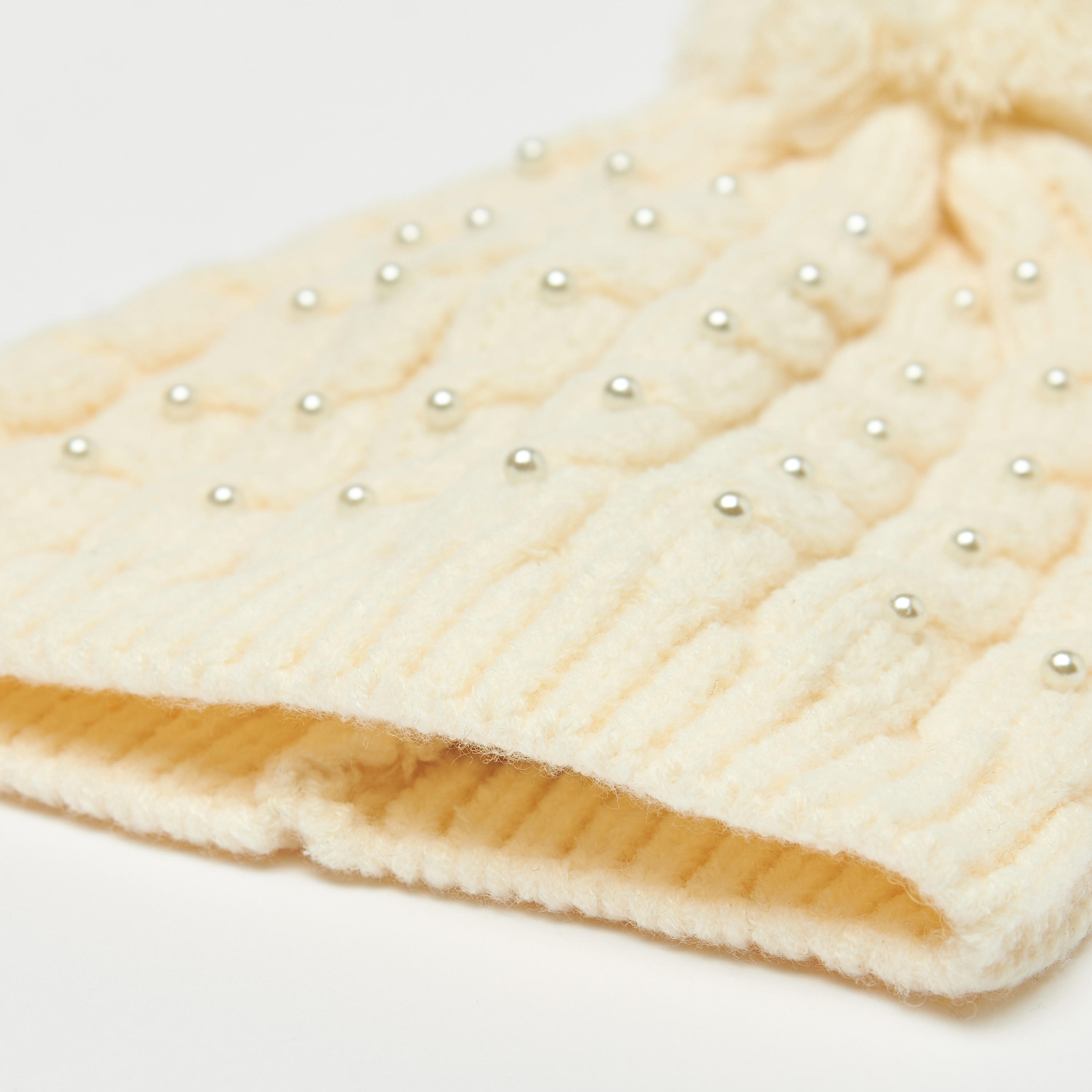Pearl Embellished Cable Knit Beanie with Pom Pom-women-clothingaccessories-capsandhats-image-4