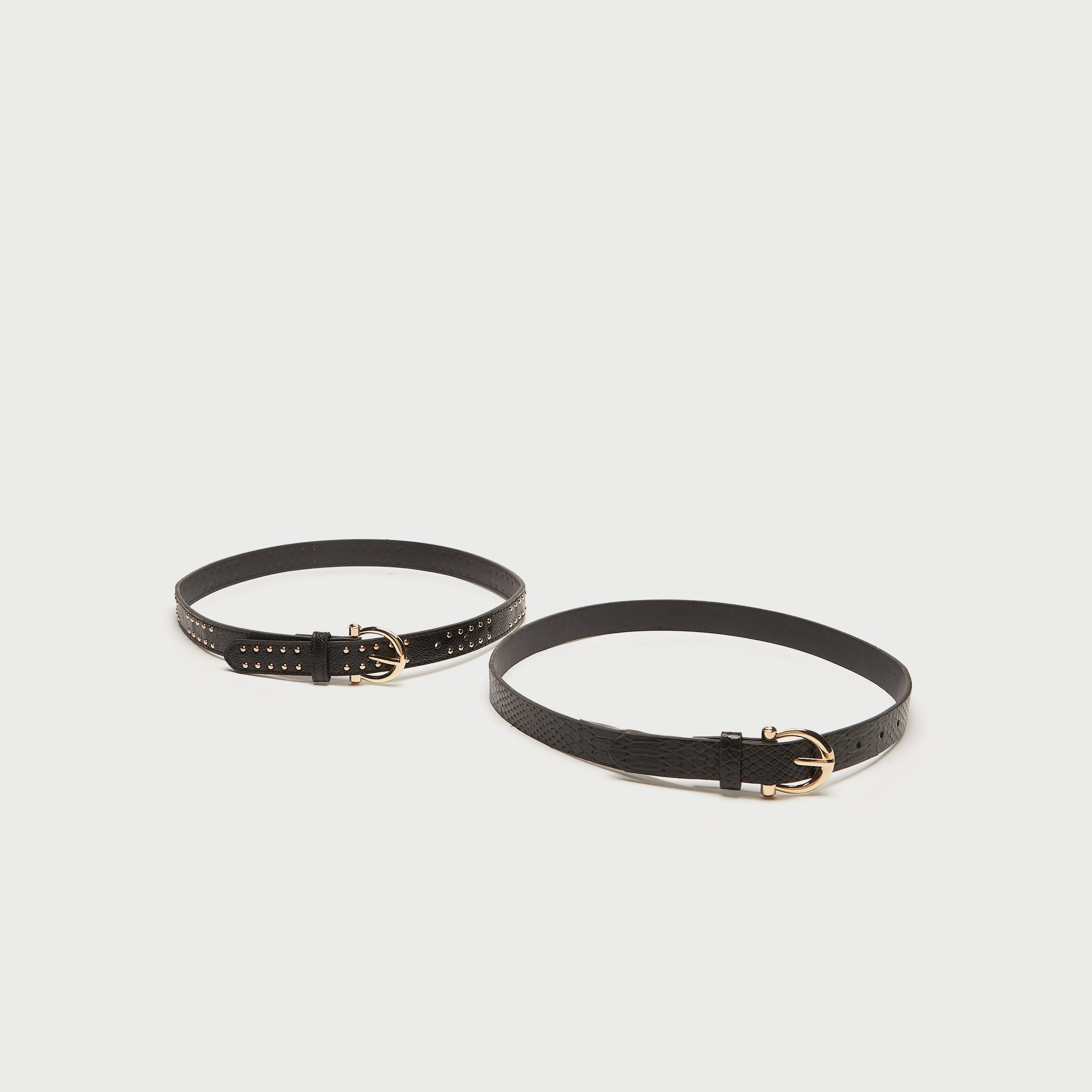 حزام بارز الملمس بإبزيم إغلاق بدبوس - طقم من قطعتين-women-clothingaccessories-belts-image-1