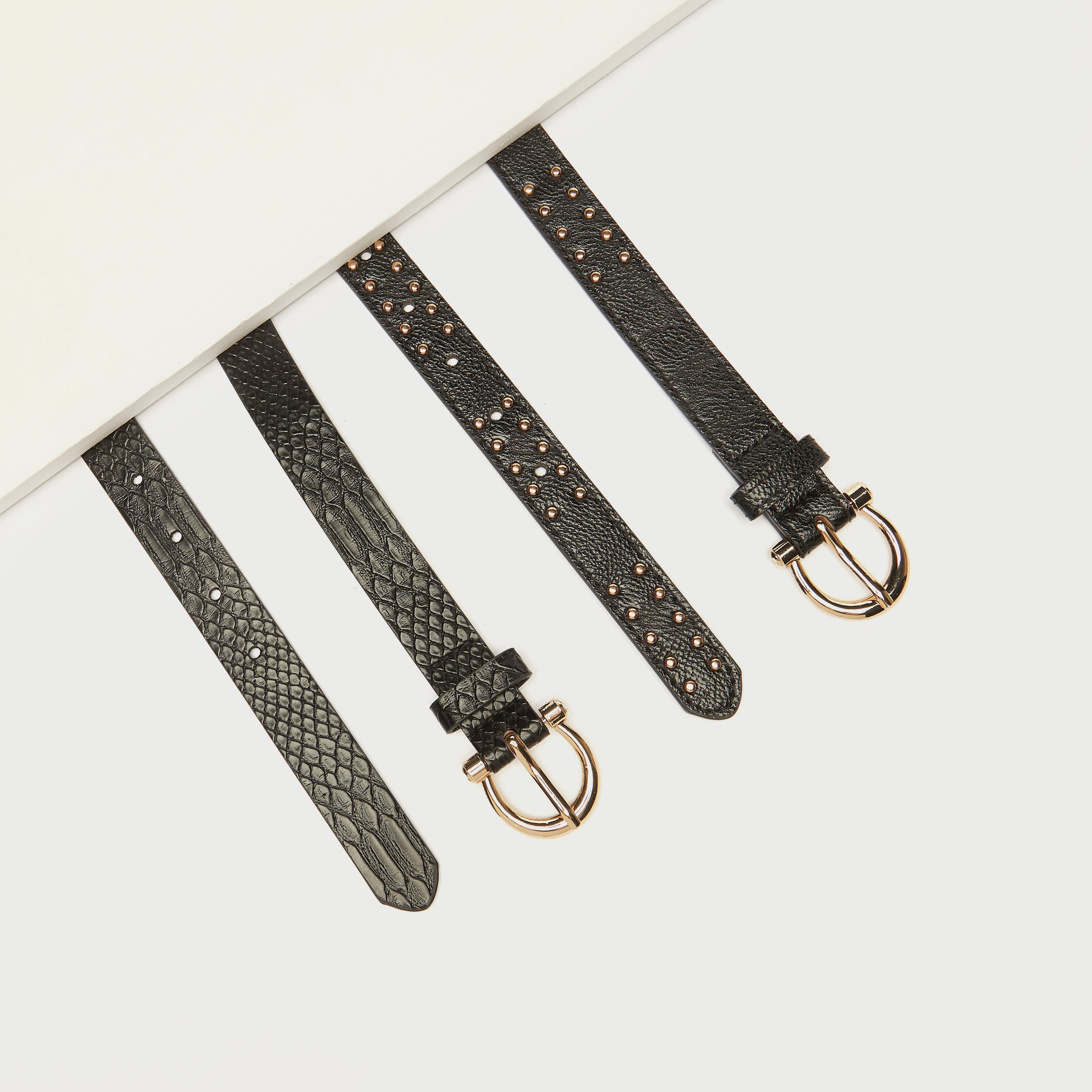 حزام بارز الملمس بإبزيم إغلاق بدبوس - طقم من قطعتين-women-clothingaccessories-belts-image-4