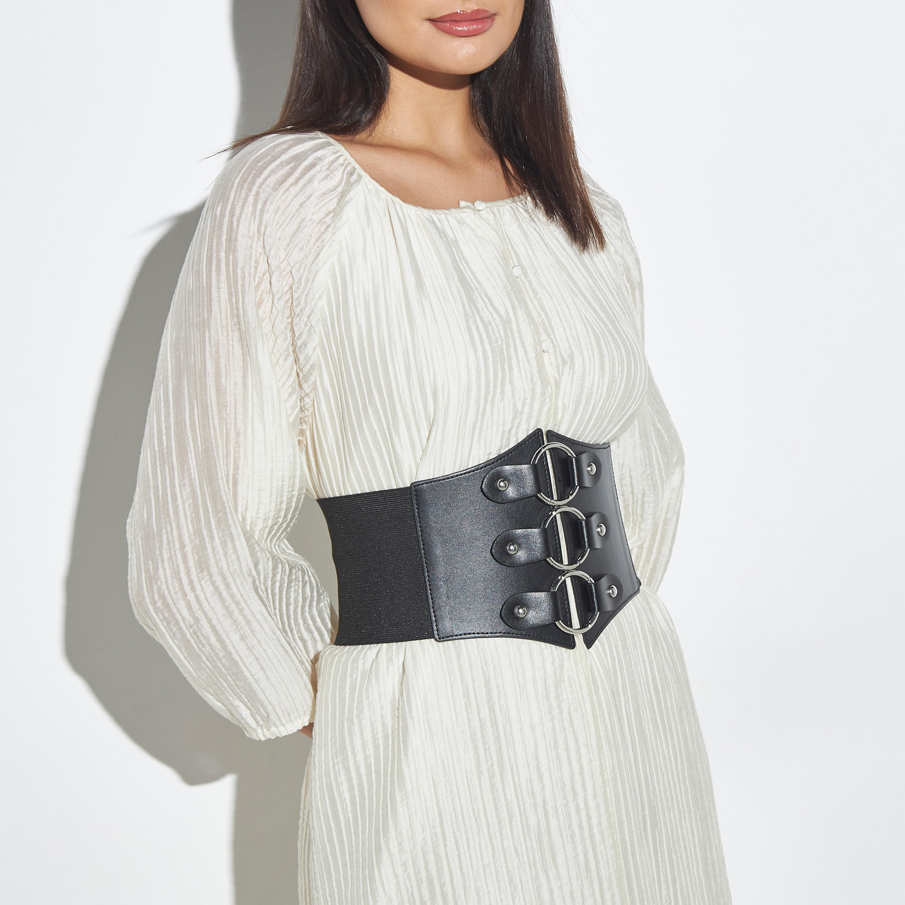 Ring Accented Corset Belt with Snap Button Closure-women-clothingaccessories-belts-image-2
