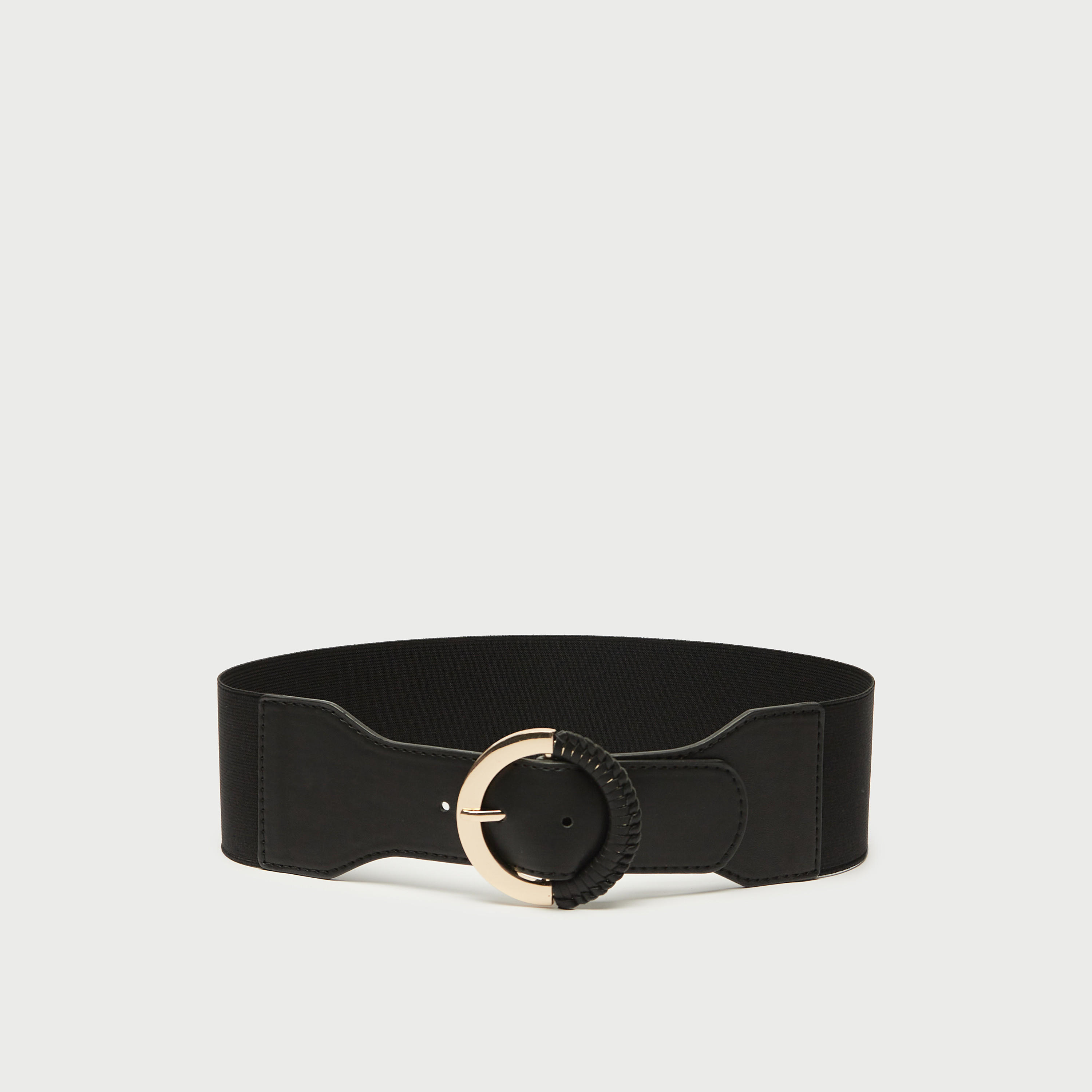 Plain Stretchable Belt with Oversized Circular Pin Buckle Closure-women-clothingaccessories-belts-image-1