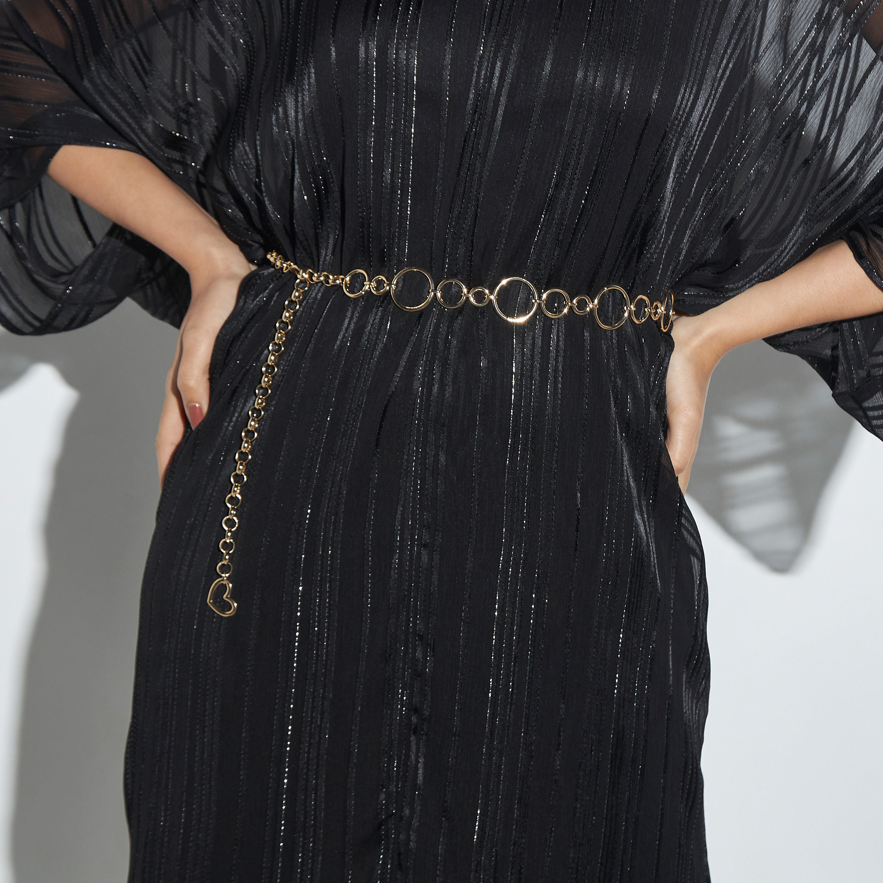 Metallic Circular Chainlink Belt with Lobster Clasp Closure-women-clothingaccessories-belts-image-2