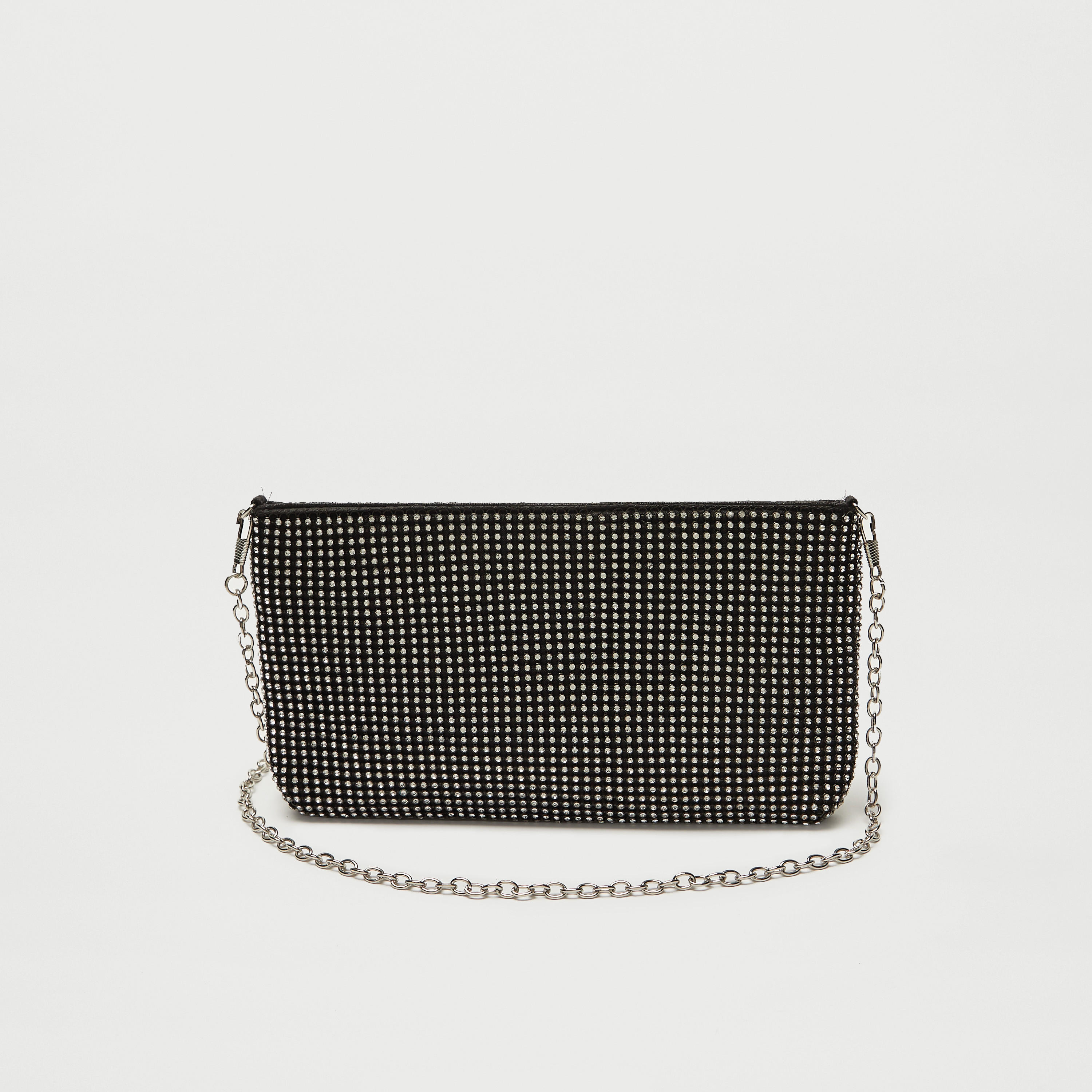 شنطة يد مزيّنة بسحّاب إغلاق وحزام سلسلة-women-bagsandwallets-handbags-image-1