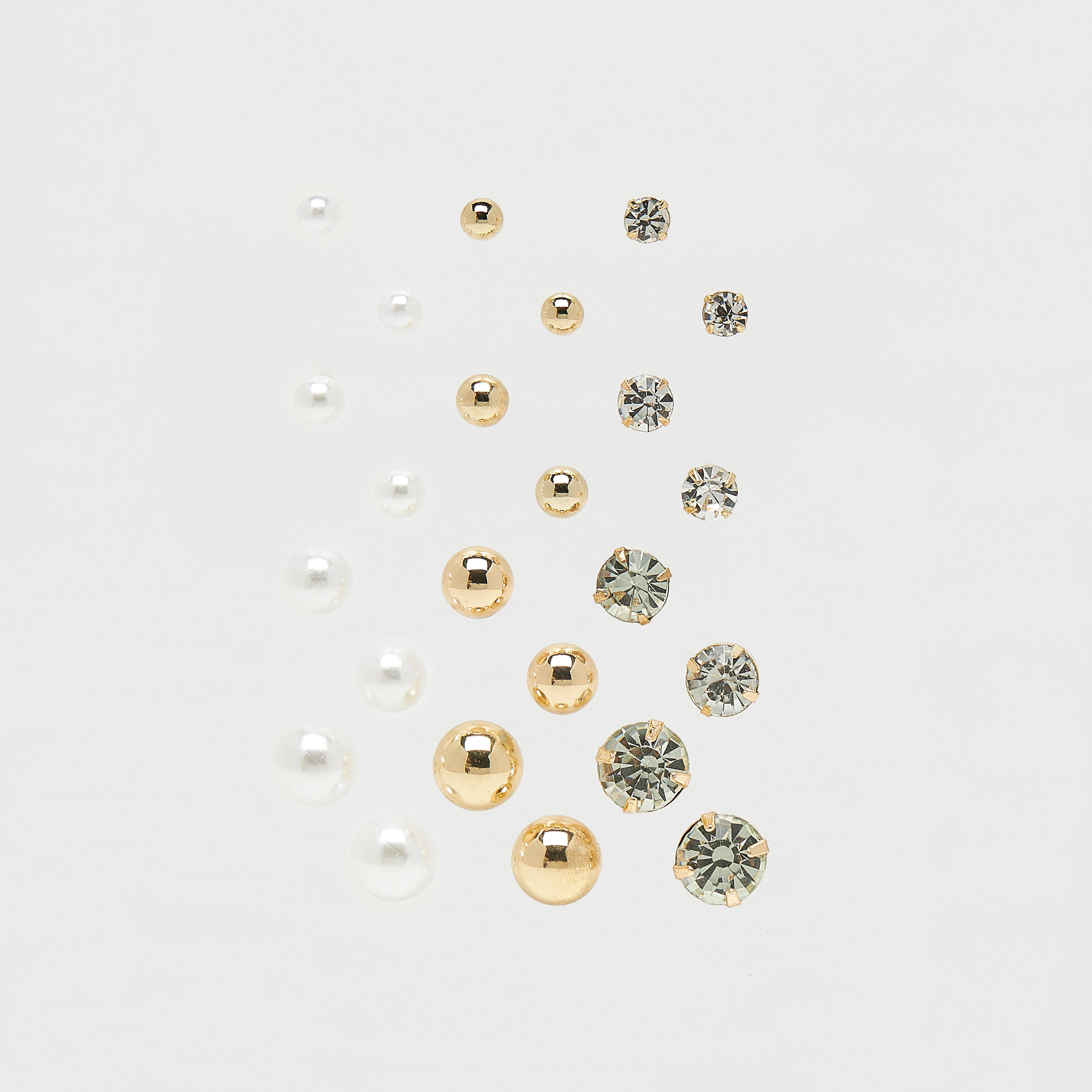 أقراط مرصعة بالأحجار واللؤلؤ بمشبك إغلاق - طقم 12 قطعة-women-watchesandjewellery-jewellery-earrings-image-1