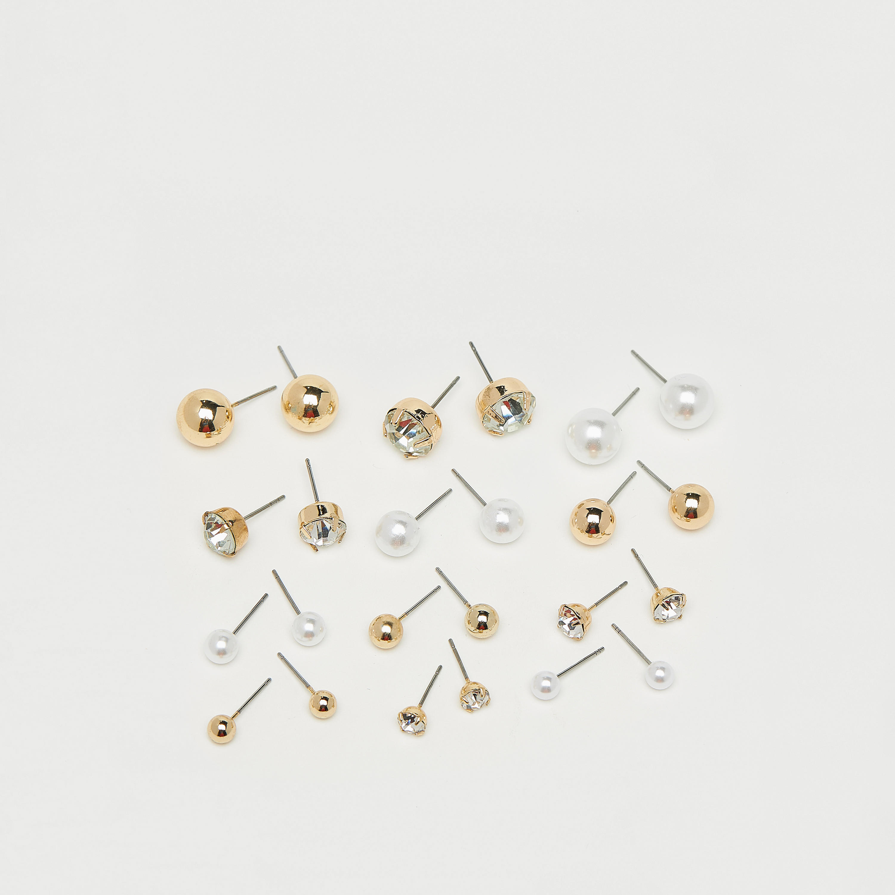 أقراط مرصعة بالأحجار واللؤلؤ بمشبك إغلاق - طقم 12 قطعة-women-watchesandjewellery-jewellery-earrings-image-3
