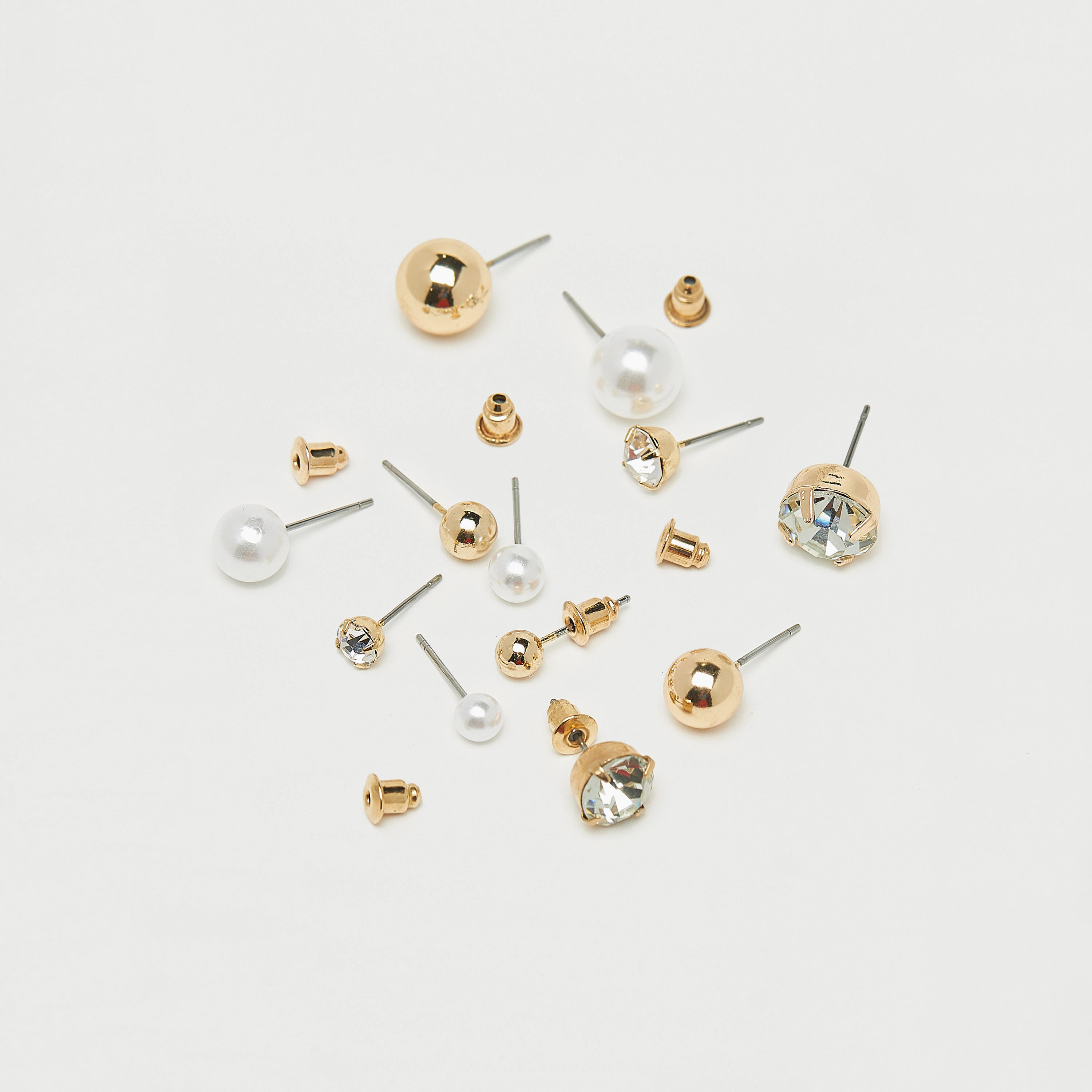 أقراط مرصعة بالأحجار واللؤلؤ بمشبك إغلاق - طقم 12 قطعة-women-watchesandjewellery-jewellery-earrings-image-4