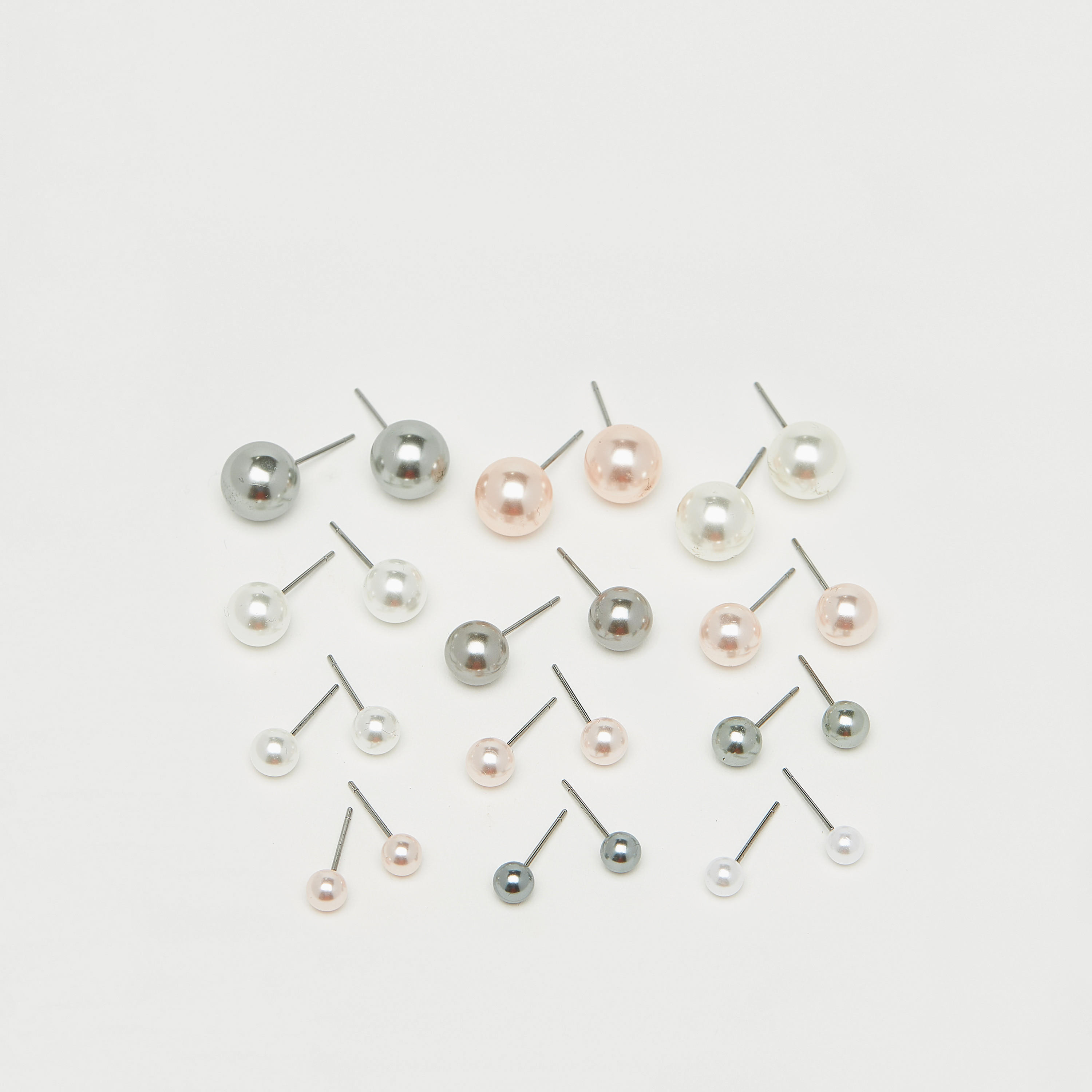 أقراط مرصعة بالأحجار واللؤلؤ بمكبس إغلاق - طقم 12 قطعة-women-watchesandjewellery-jewellery-earrings-image-2
