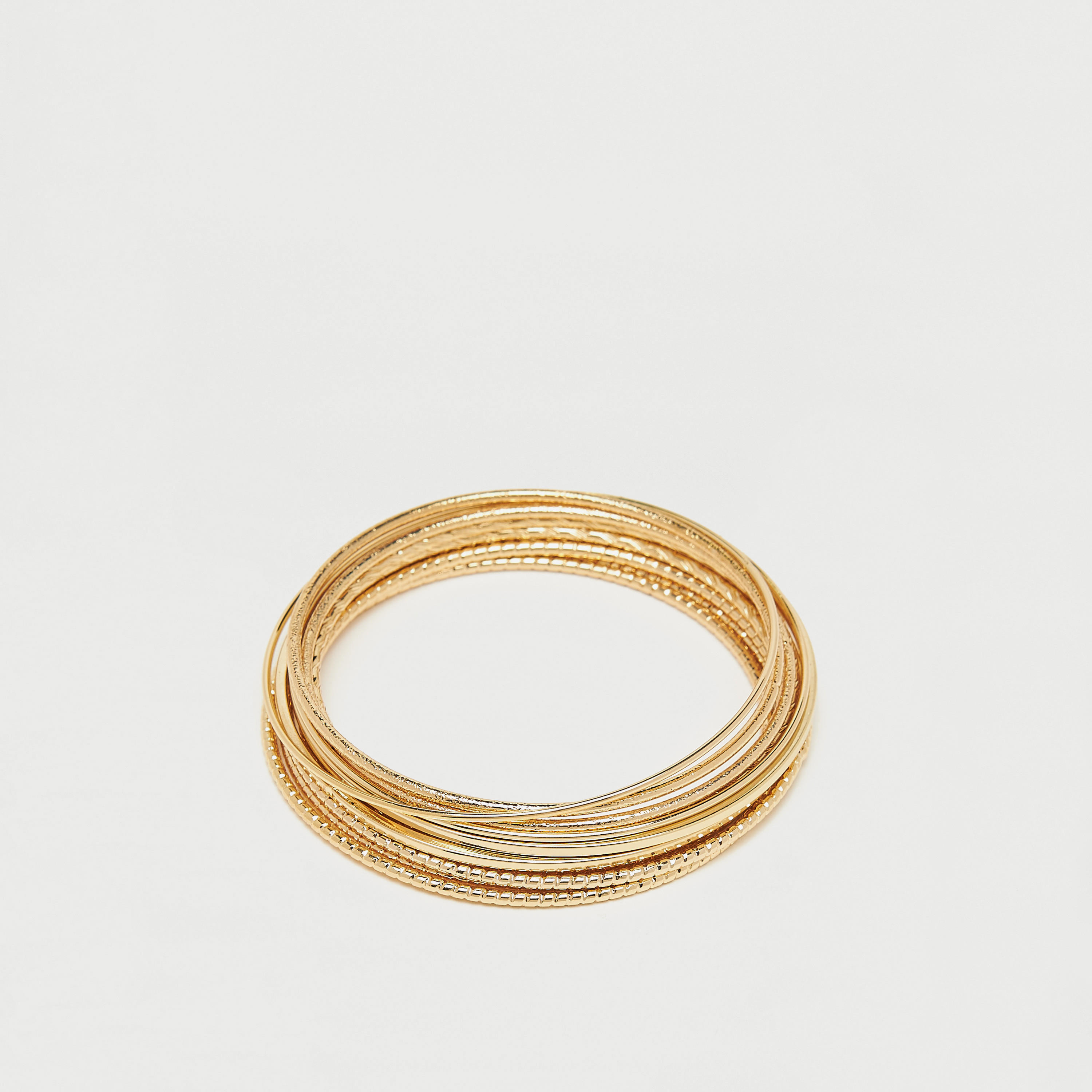 أساور معدنية بارزة الملمس - طقم 12 قطع-women-watchesandjewellery-jewellery-banglesandbracelets-image-1